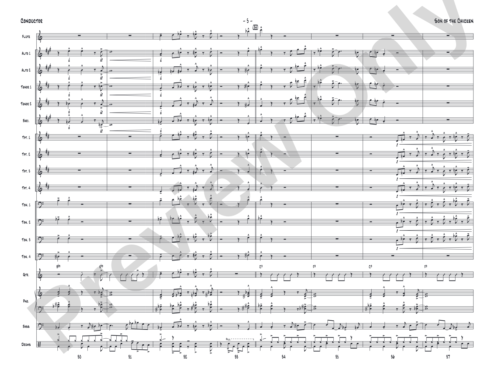 Son of the Chicken: Jazz Ensemble Conductor Score & Parts
