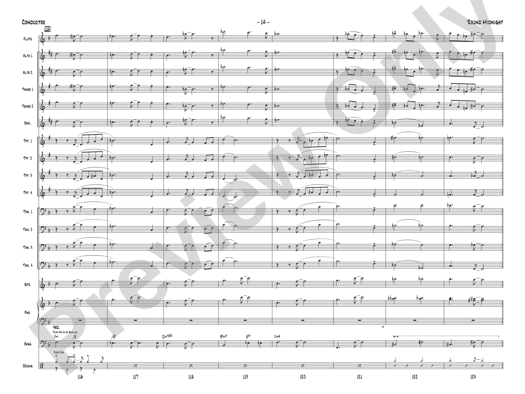 'Round Midnight: Jazz Ensemble Conductor Score & Parts