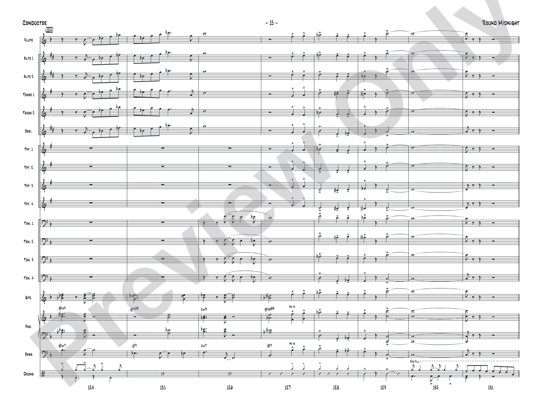 'Round Midnight: Jazz Ensemble Conductor Score & Parts