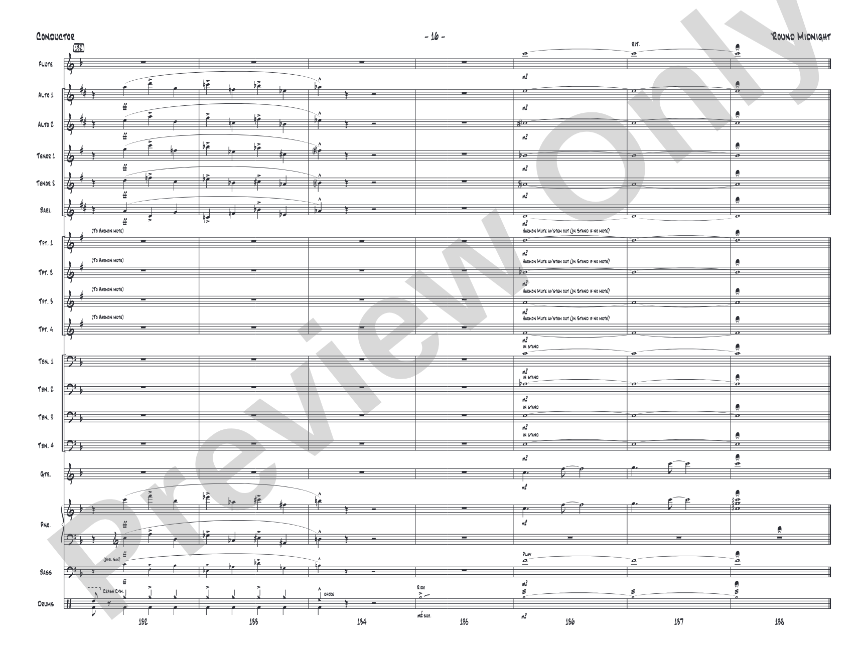 'Round Midnight: Jazz Ensemble Conductor Score & Parts