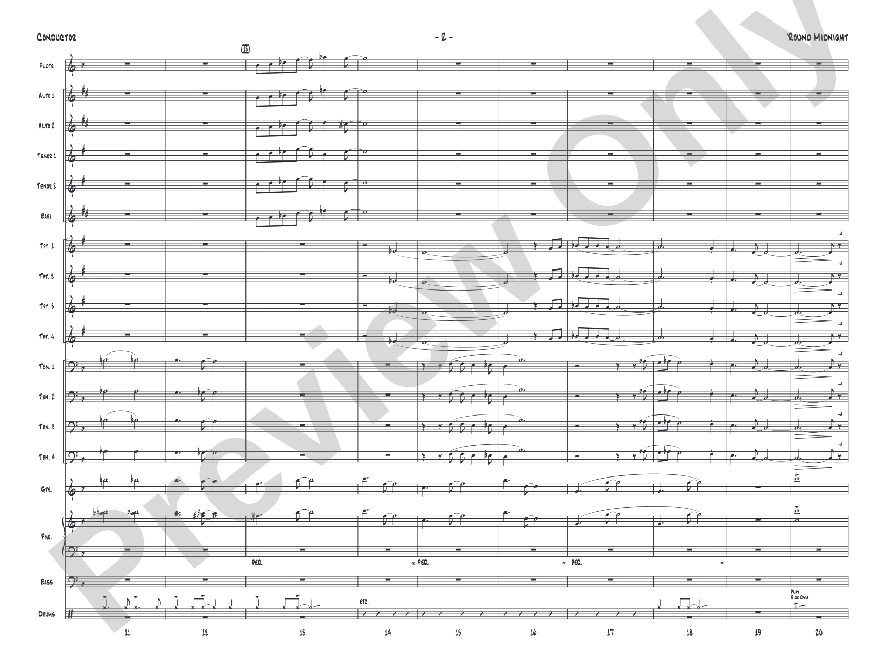 'Round Midnight: Jazz Ensemble Conductor Score & Parts