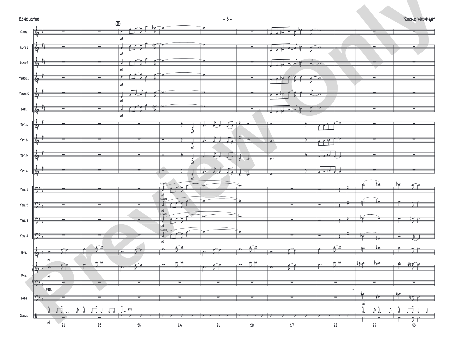 'Round Midnight: Jazz Ensemble Conductor Score & Parts