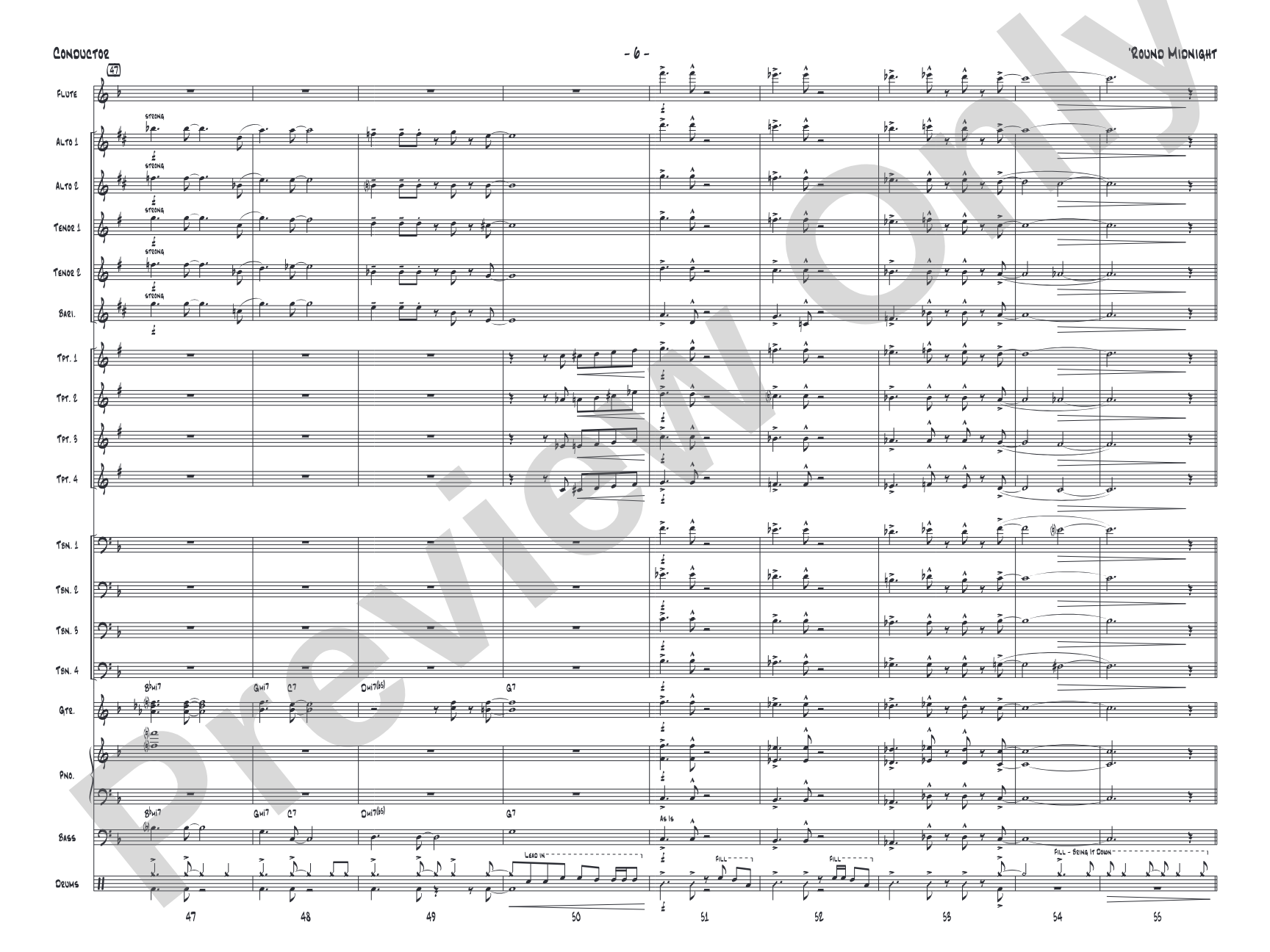 'Round Midnight: Jazz Ensemble Conductor Score & Parts