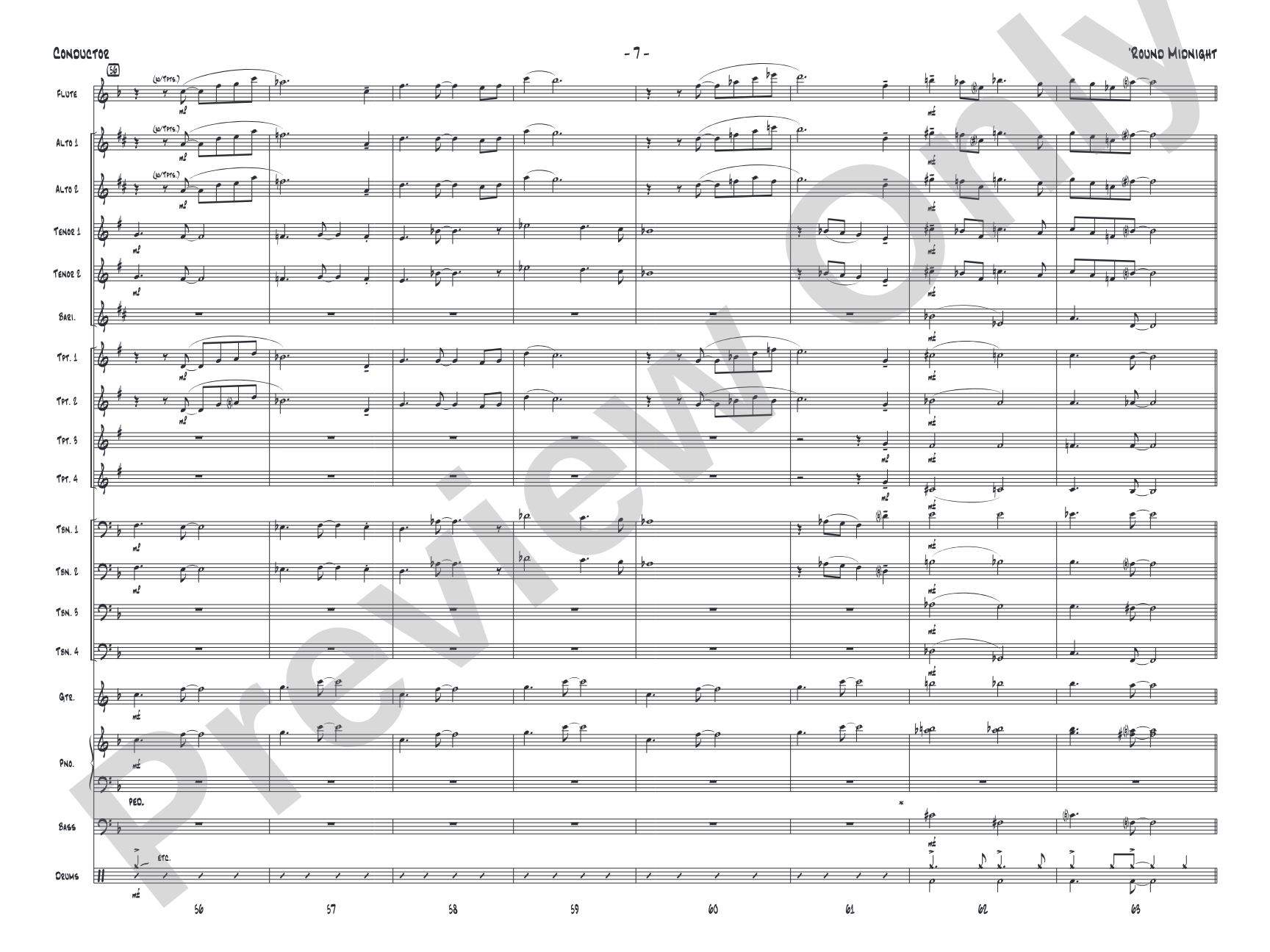 'Round Midnight: Jazz Ensemble Conductor Score & Parts