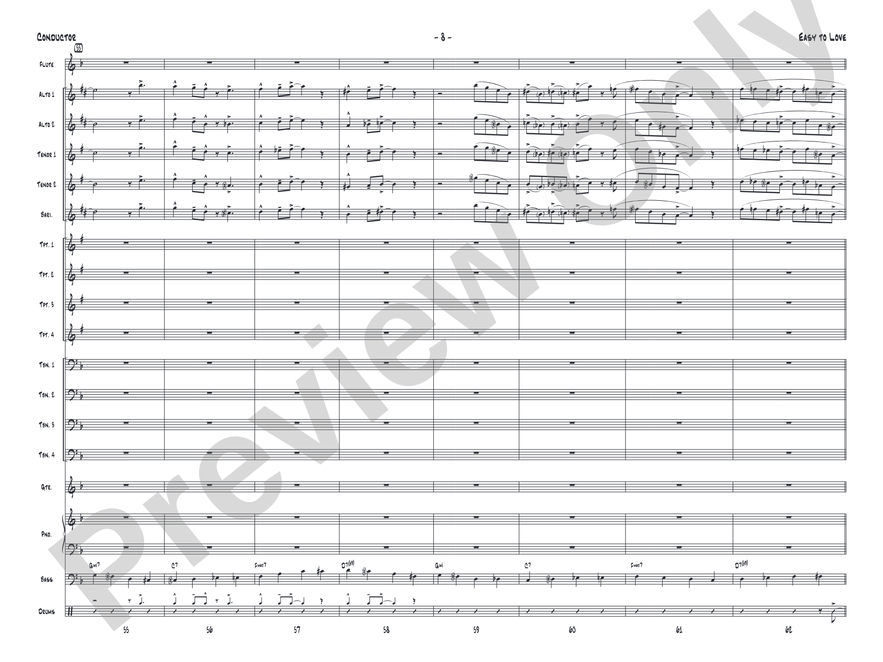 Easy to Love: Jazz Ensemble Conductor Score & Parts