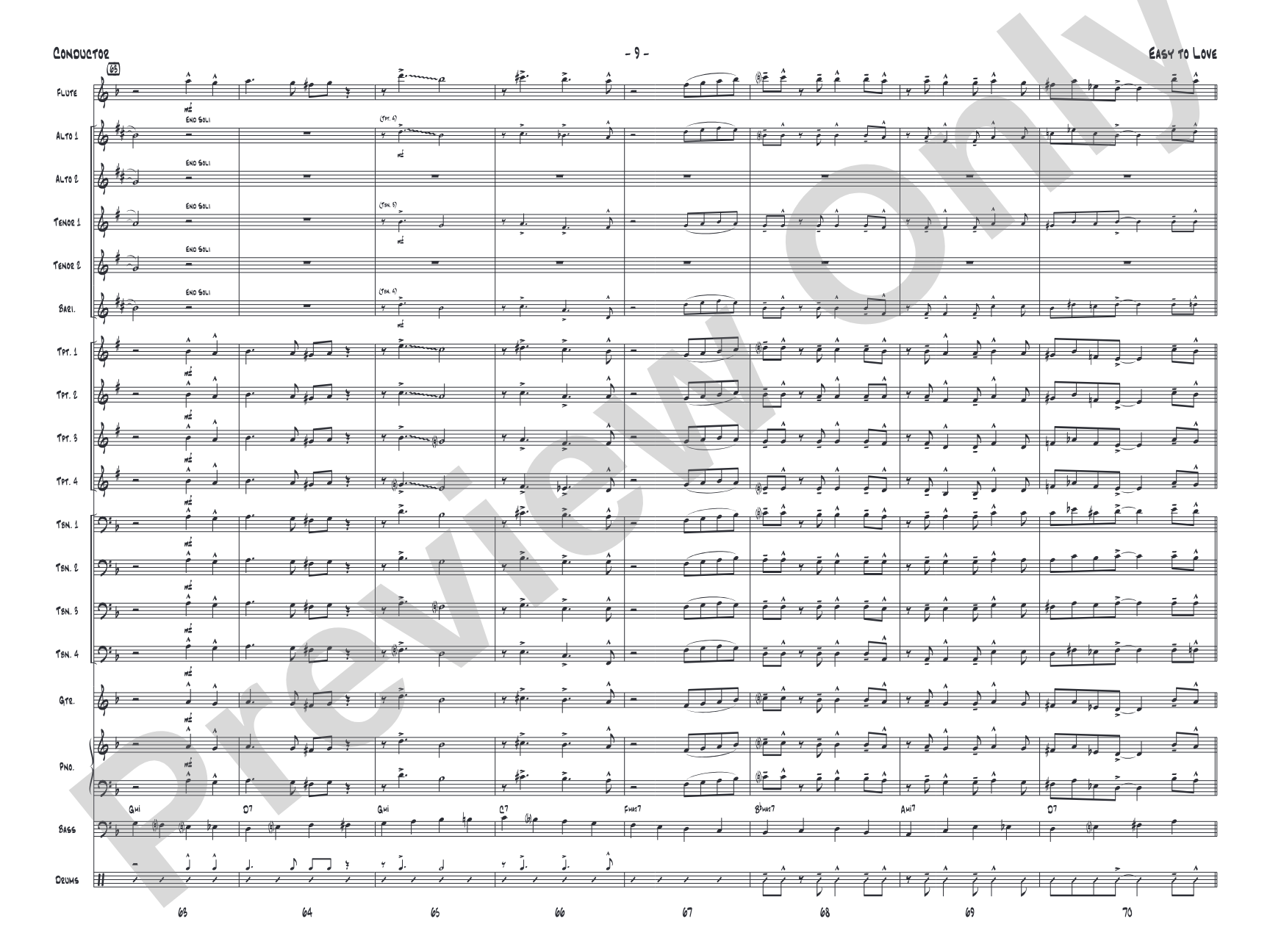 Easy to Love: Jazz Ensemble Conductor Score & Parts