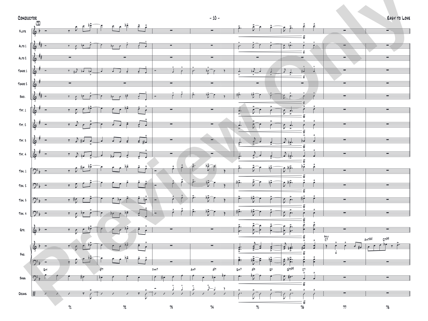 Easy to Love: Jazz Ensemble Conductor Score & Parts