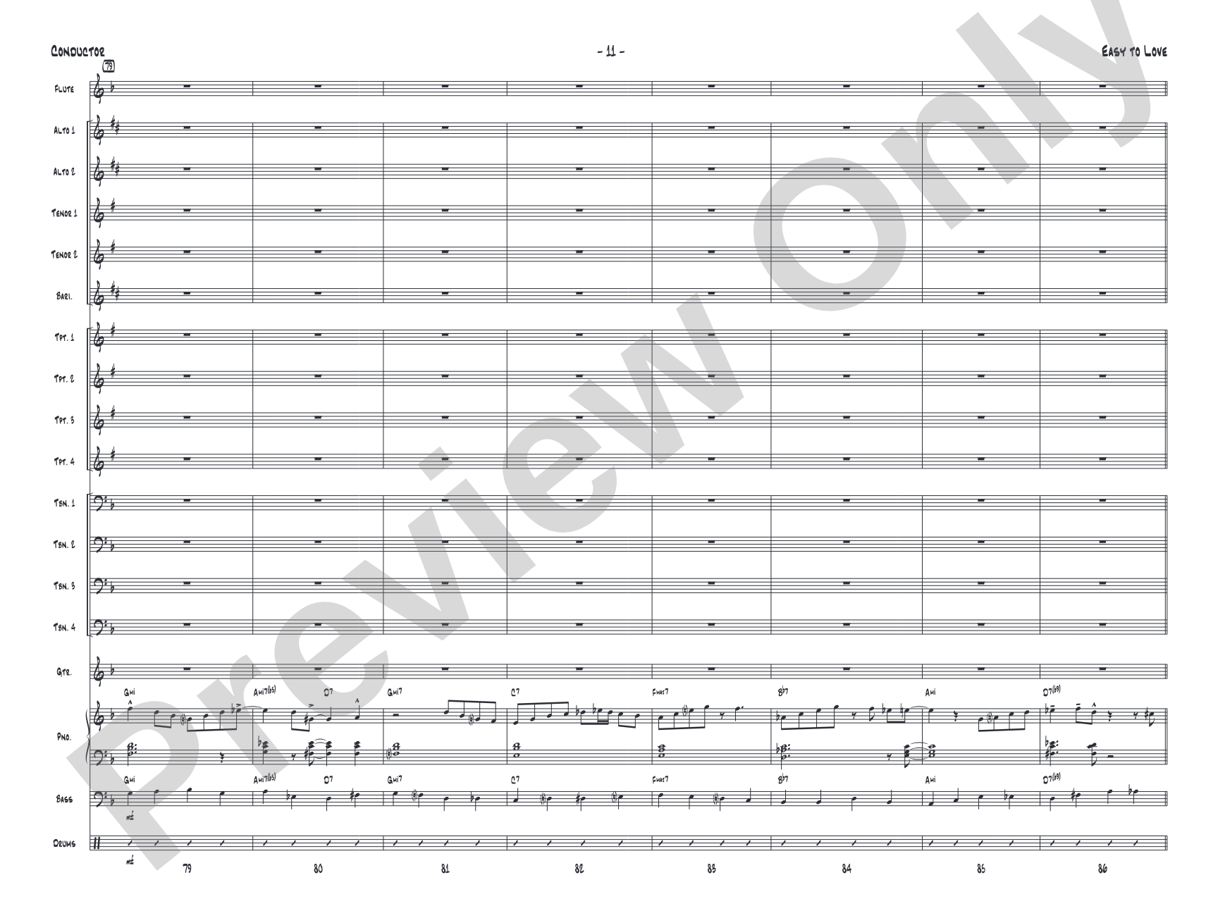 Easy to Love: Jazz Ensemble Conductor Score & Parts