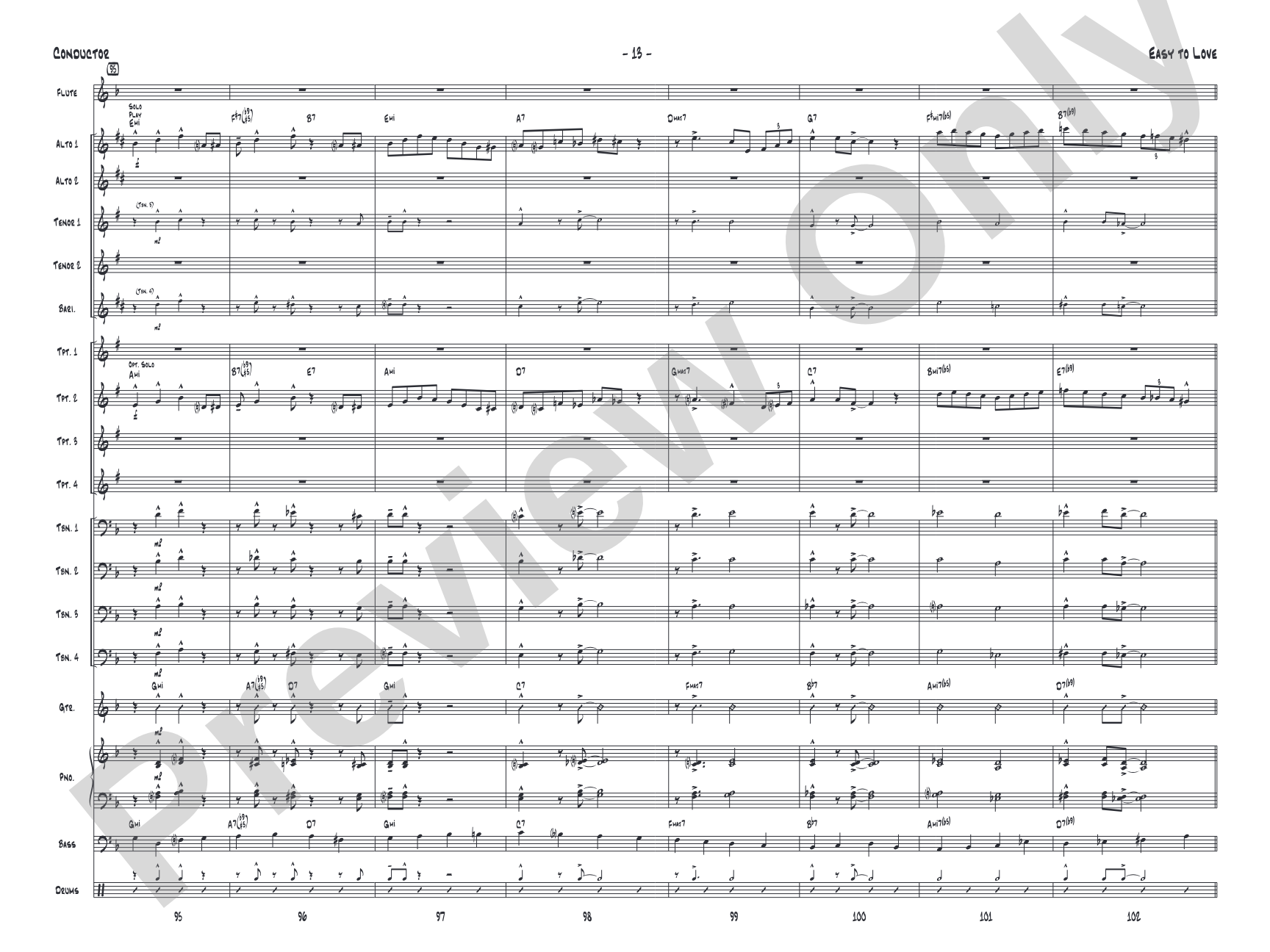 Easy to Love: Jazz Ensemble Conductor Score & Parts