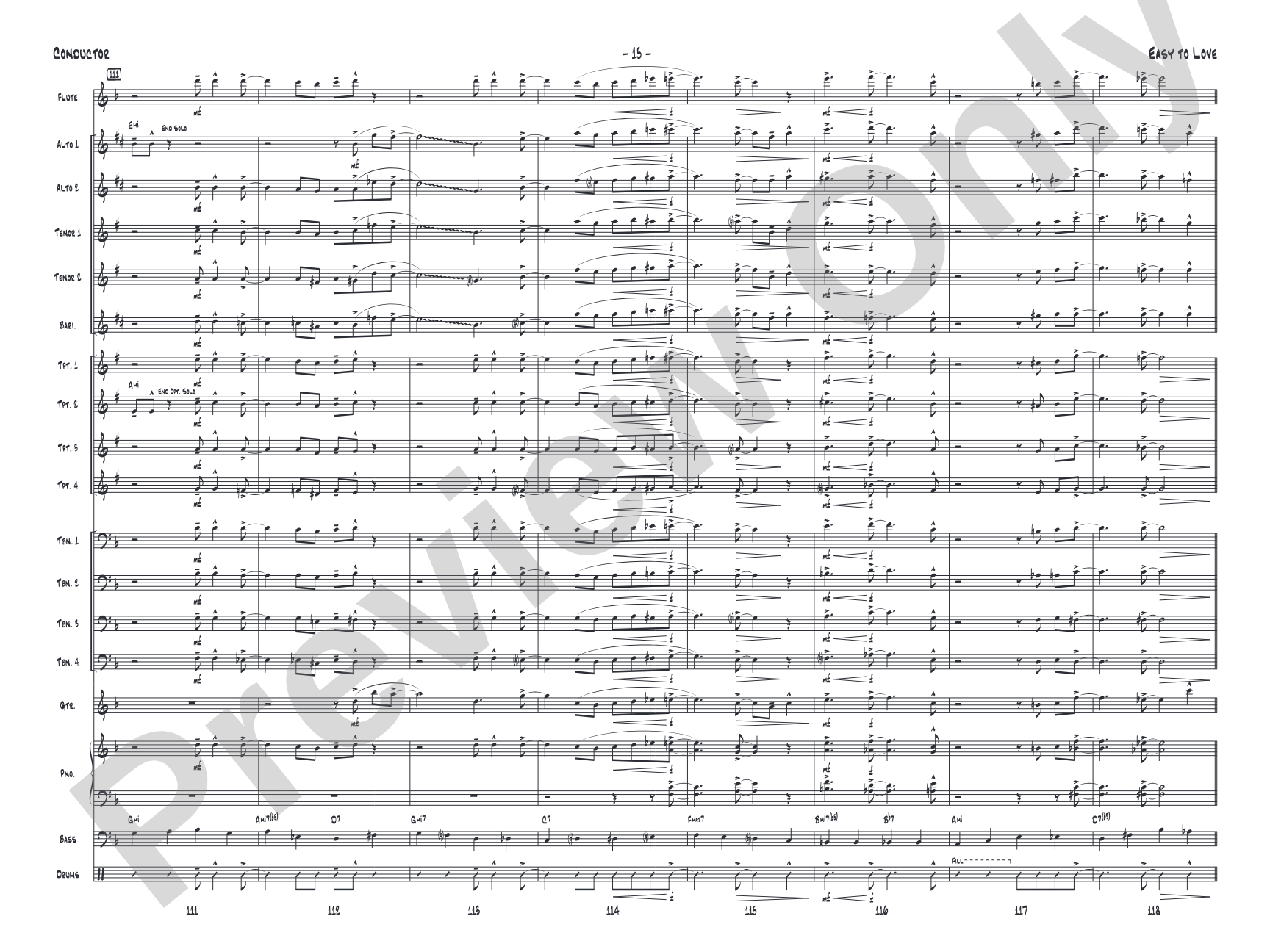 Easy to Love: Jazz Ensemble Conductor Score & Parts