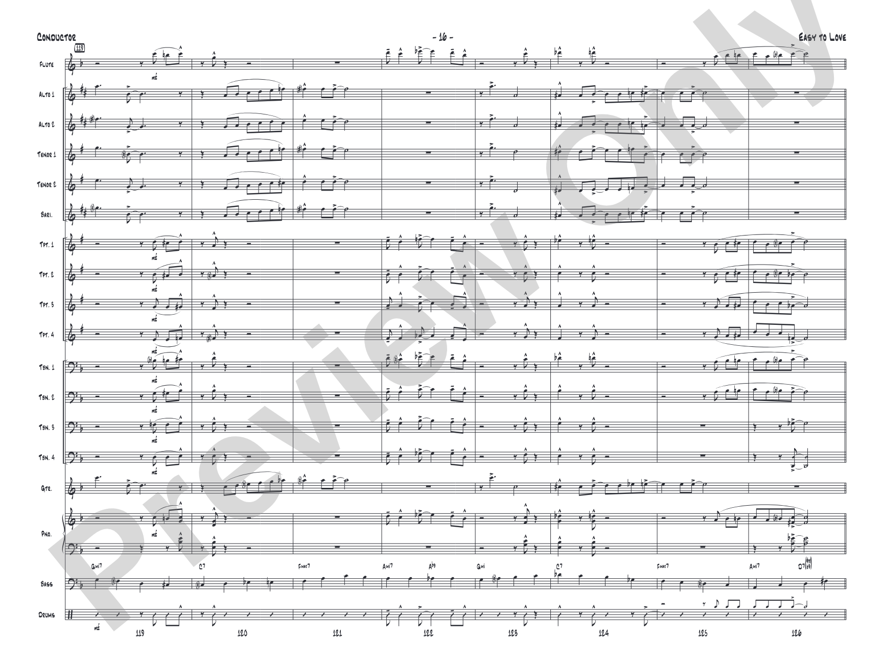 Easy to Love: Jazz Ensemble Conductor Score & Parts