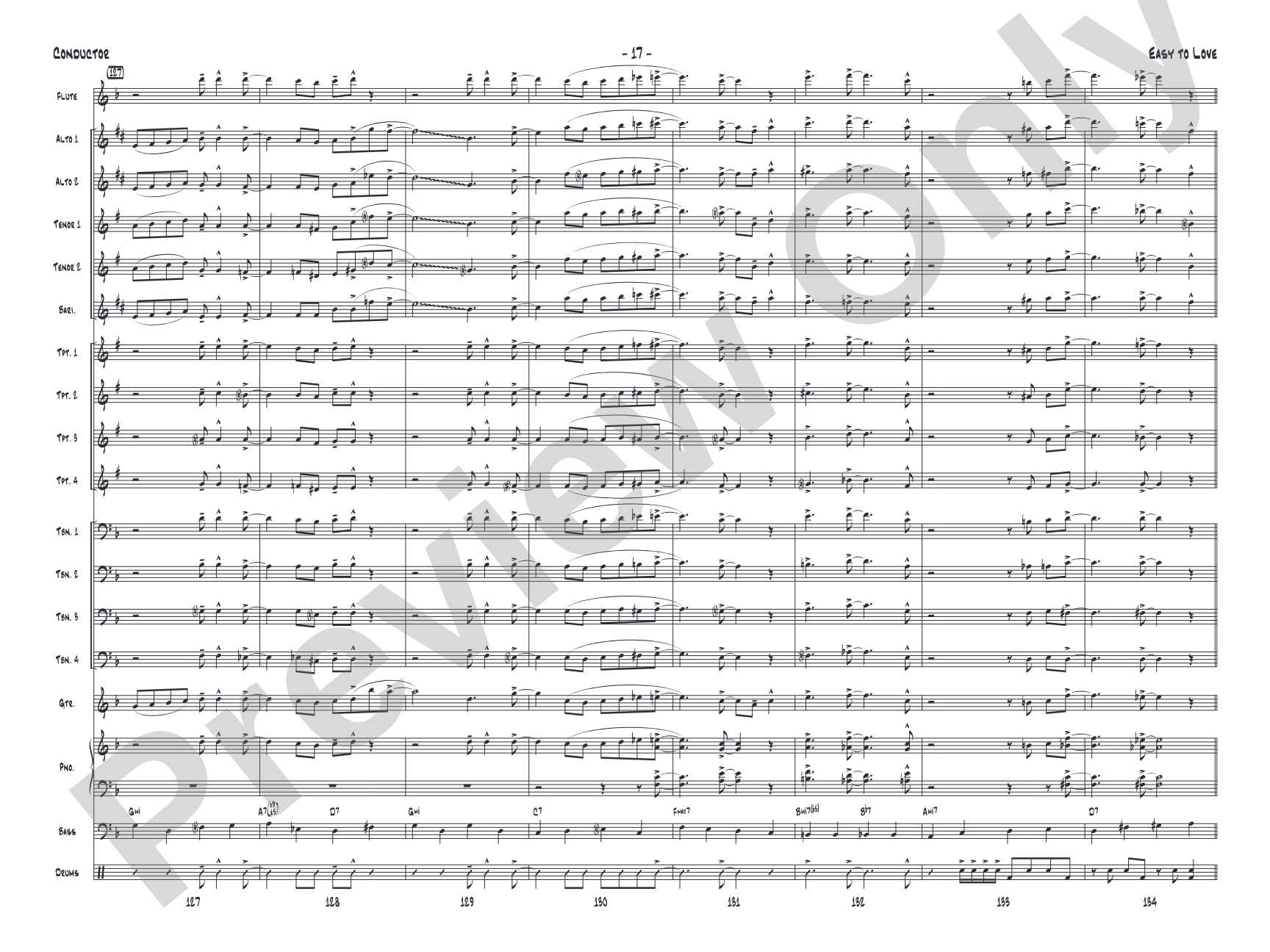 Easy to Love: Jazz Ensemble Conductor Score & Parts