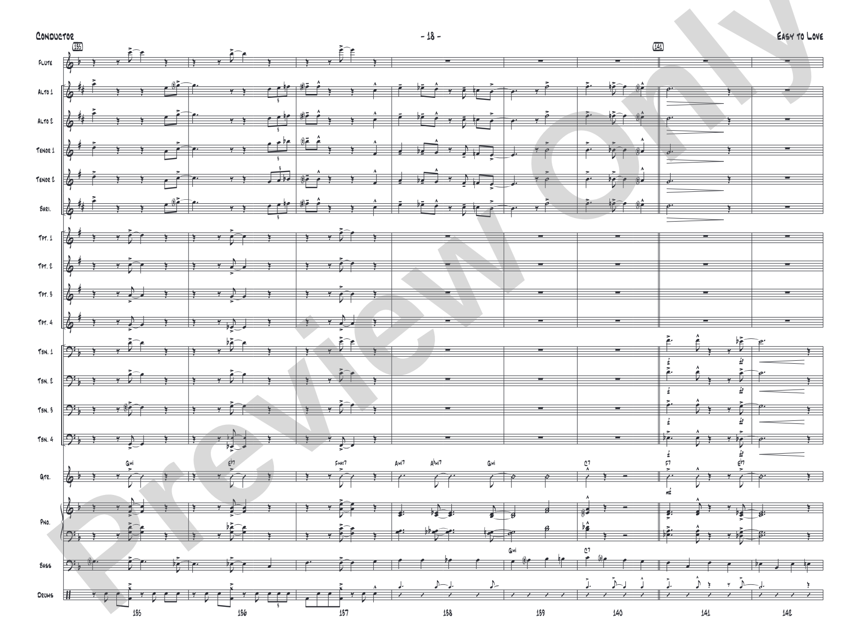 Easy to Love: Jazz Ensemble Conductor Score & Parts