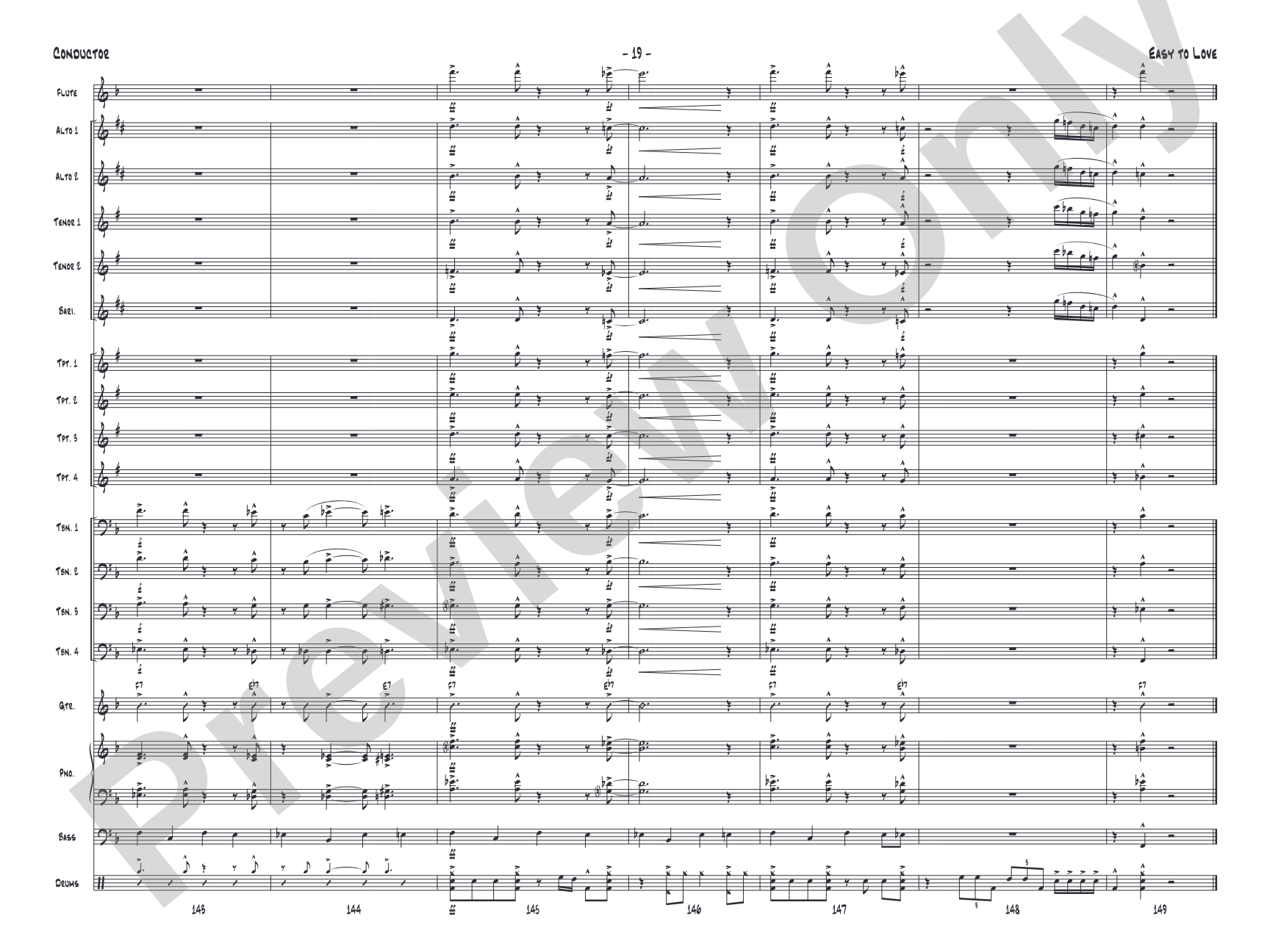 Easy to Love: Jazz Ensemble Conductor Score & Parts