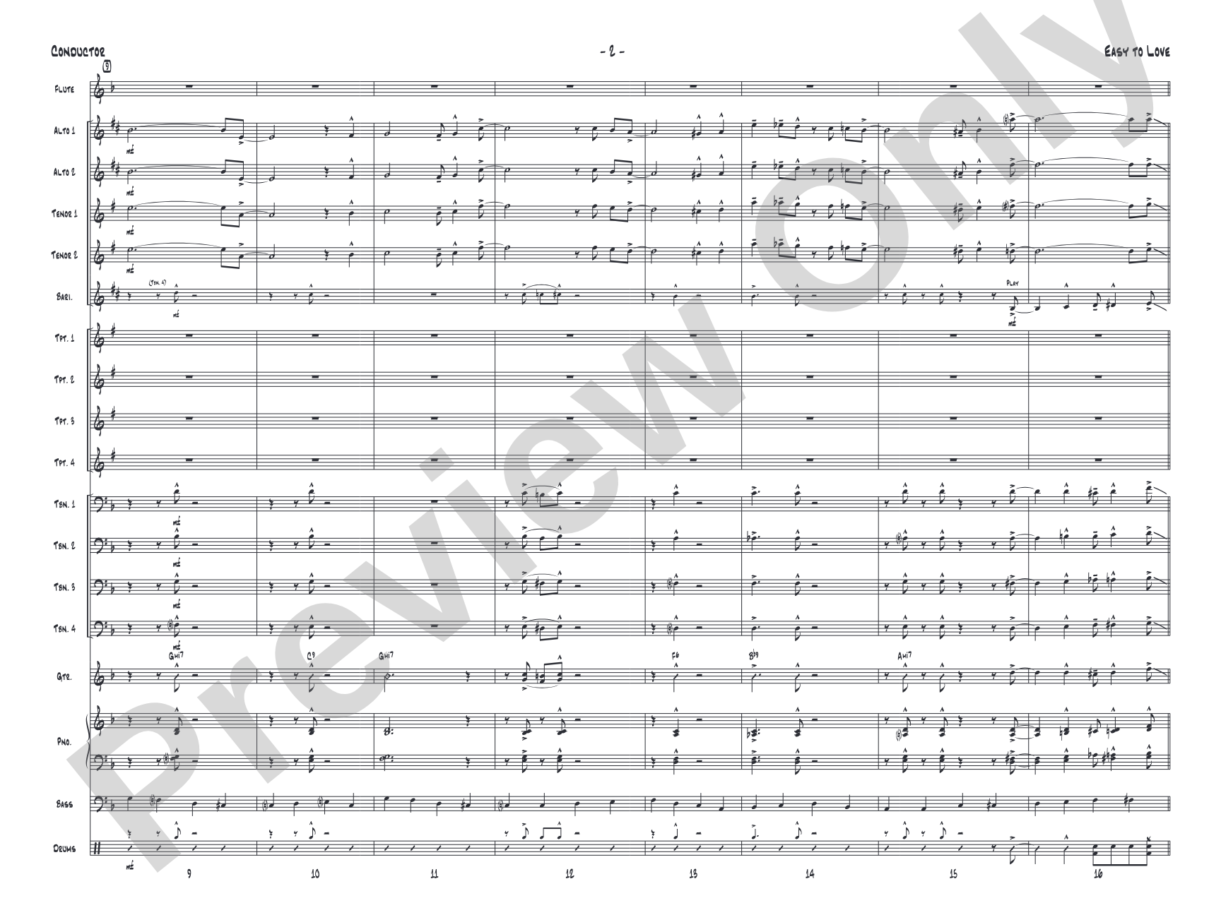 Easy to Love: Jazz Ensemble Conductor Score & Parts