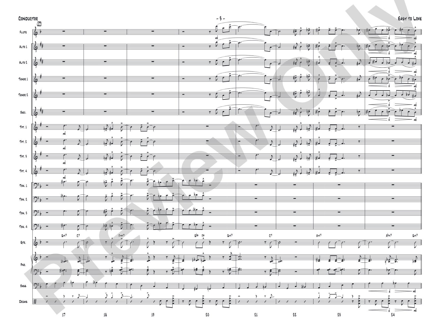 Easy to Love: Jazz Ensemble Conductor Score & Parts