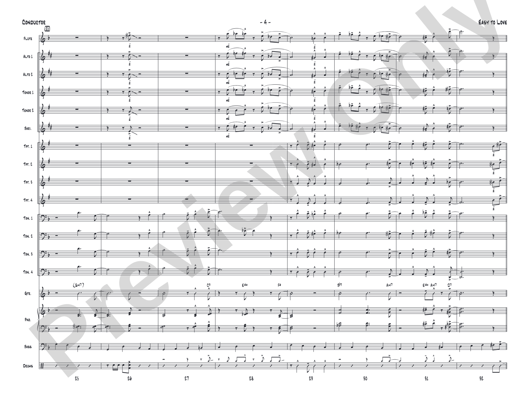 Easy to Love: Jazz Ensemble Conductor Score & Parts