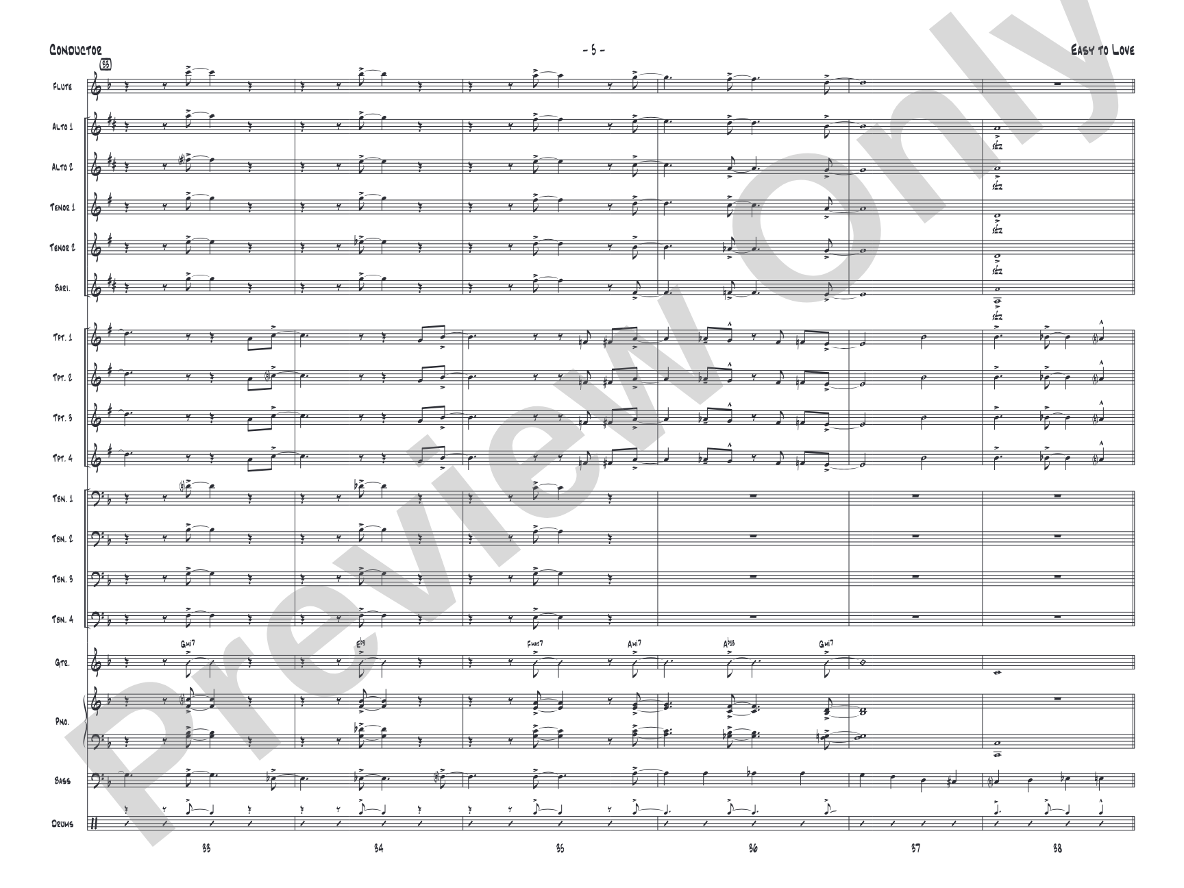 Easy to Love: Jazz Ensemble Conductor Score & Parts