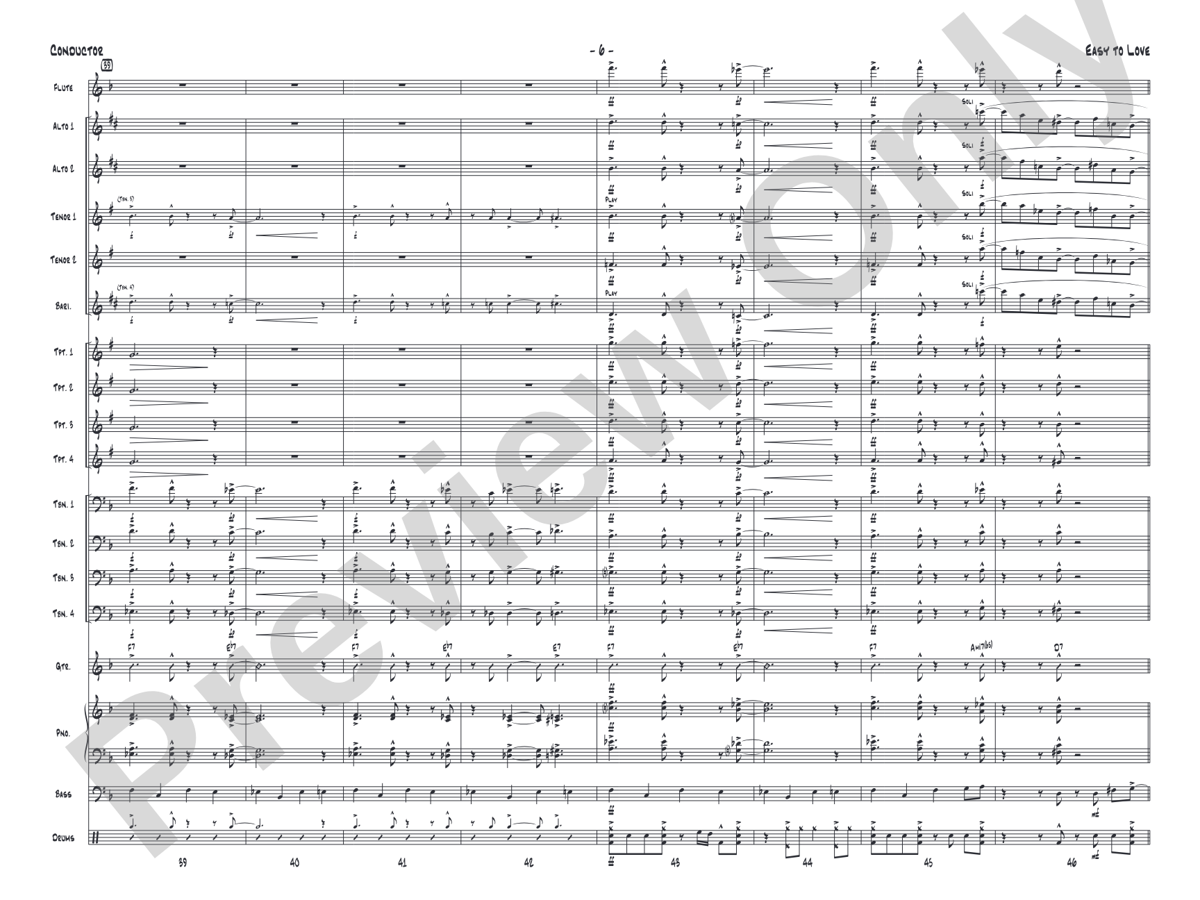 Easy to Love: Jazz Ensemble Conductor Score & Parts