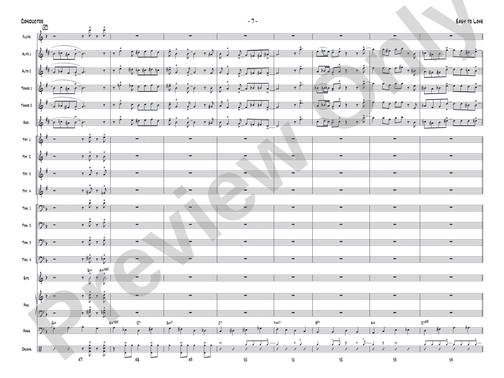 Easy to Love: Jazz Ensemble Conductor Score & Parts