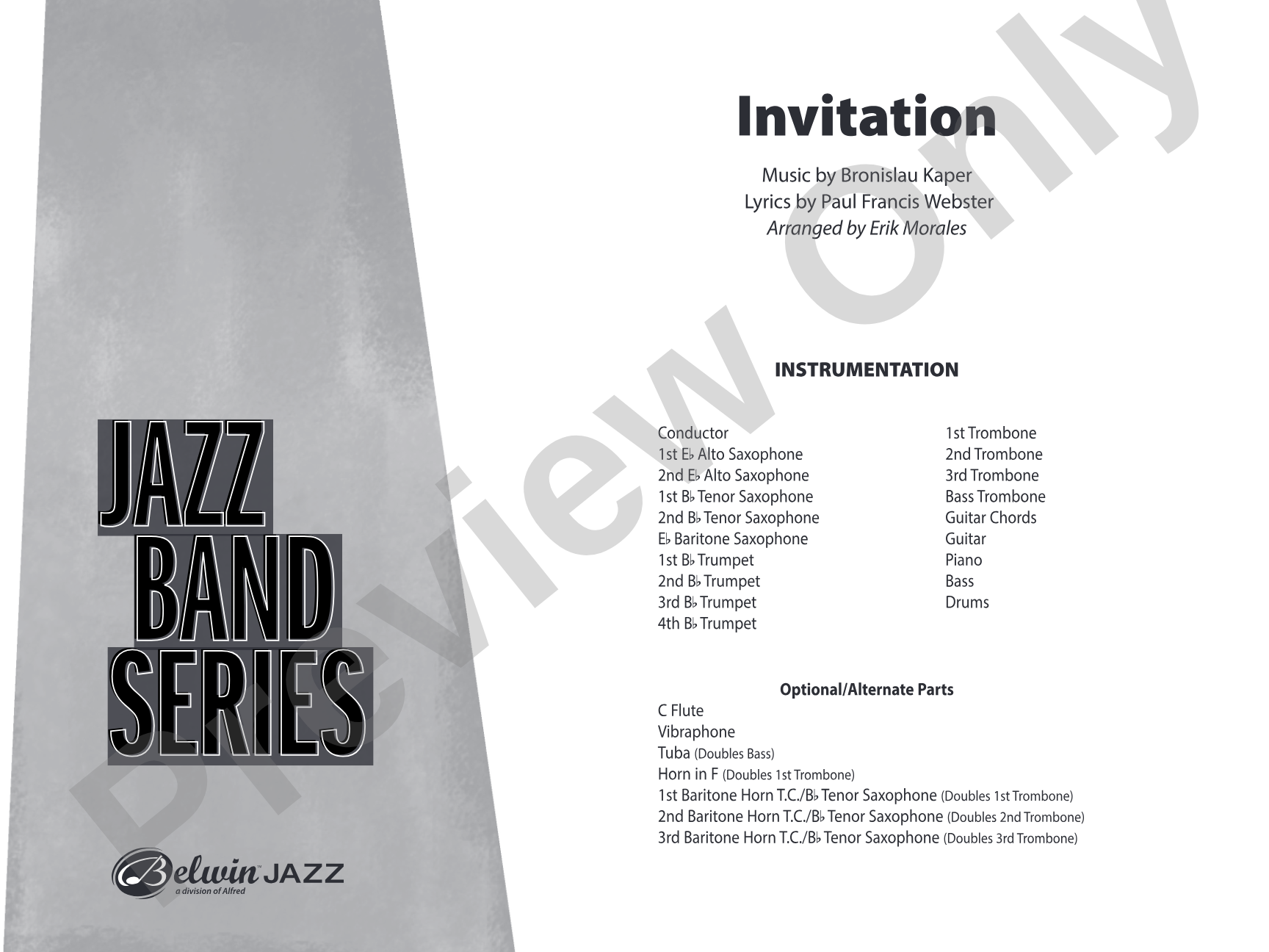 Invitation: Jazz Ensemble Conductor Score & Parts