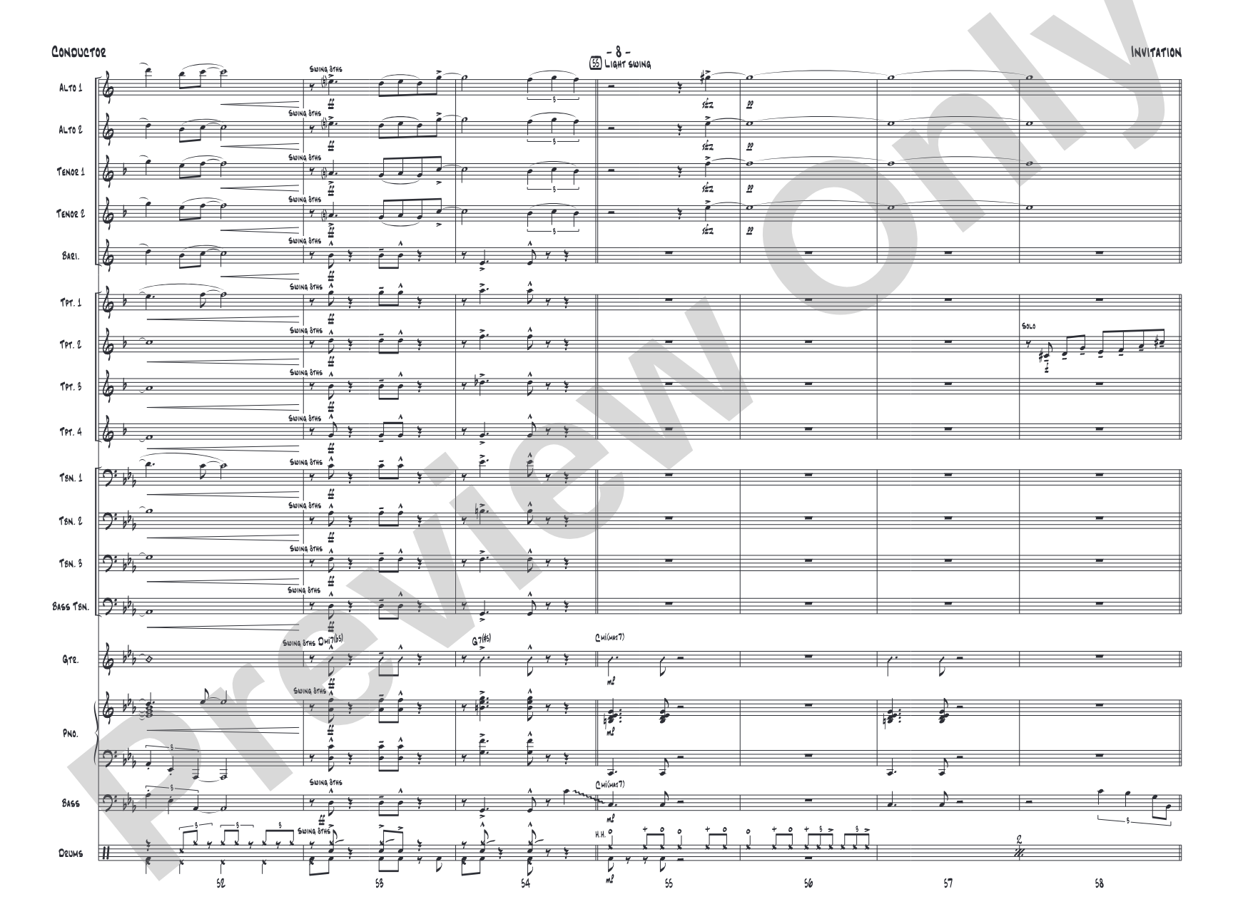 Invitation: Jazz Ensemble Conductor Score & Parts