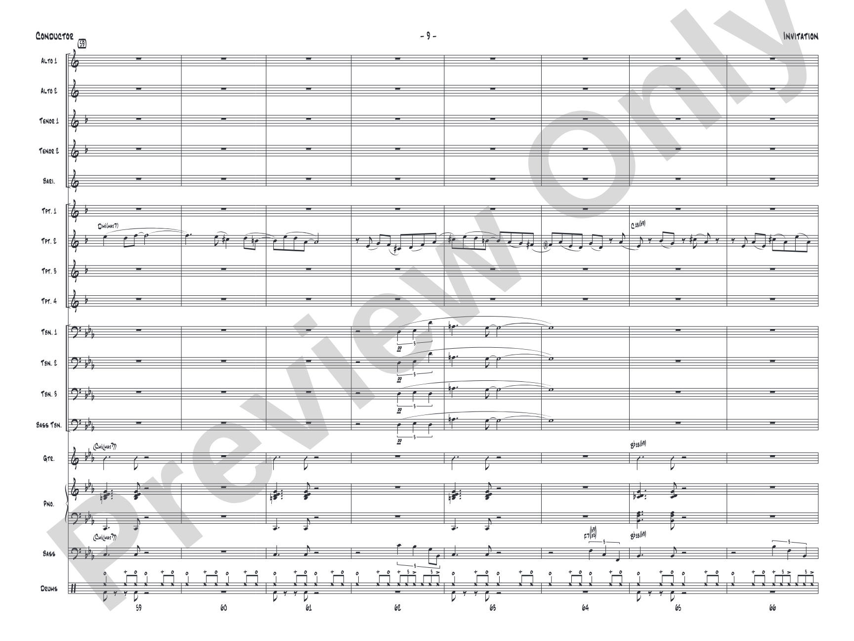 Invitation: Jazz Ensemble Conductor Score & Parts