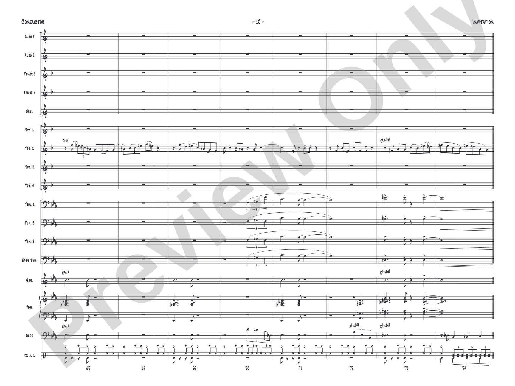 Invitation: Jazz Ensemble Conductor Score & Parts
