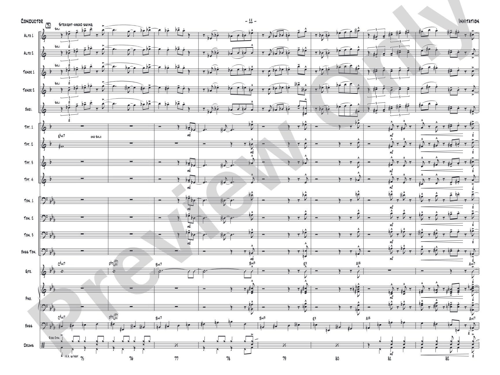 Invitation: Jazz Ensemble Conductor Score & Parts