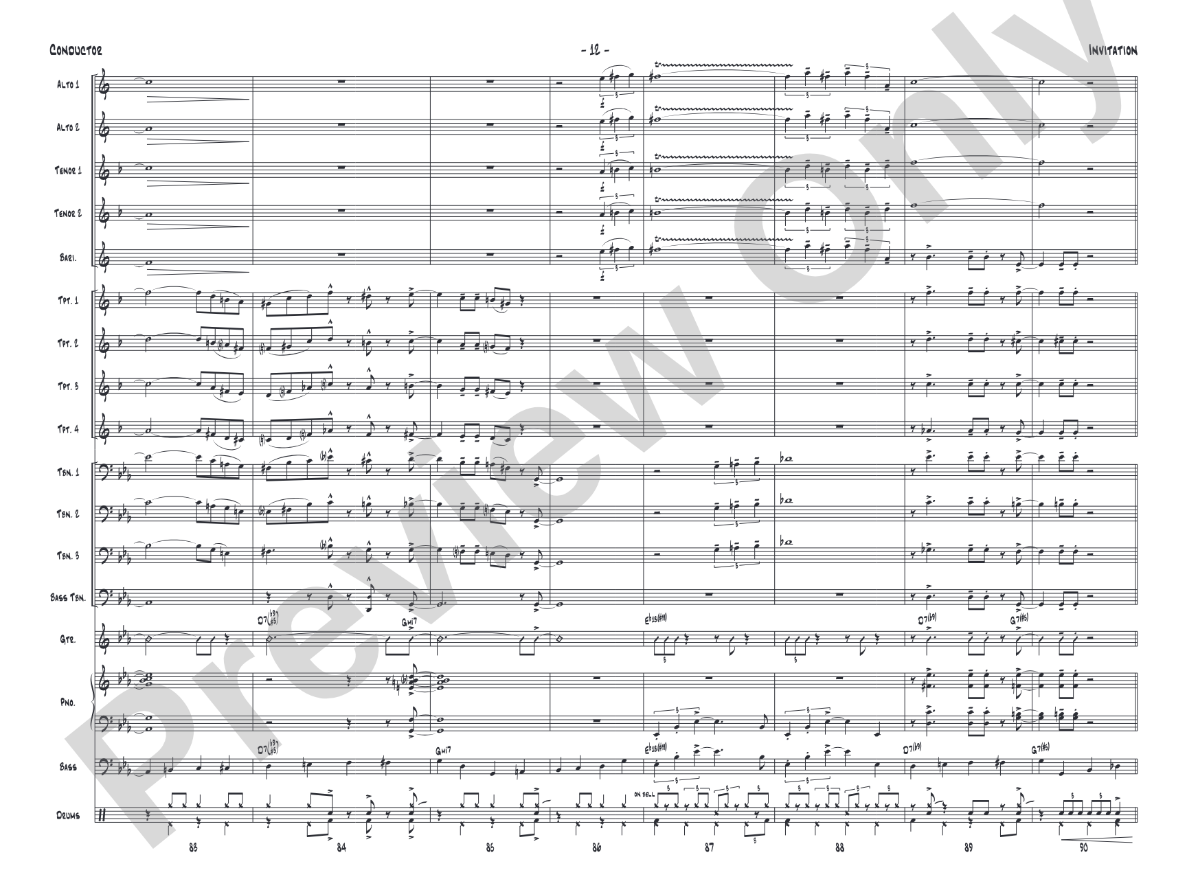 Invitation: Jazz Ensemble Conductor Score & Parts