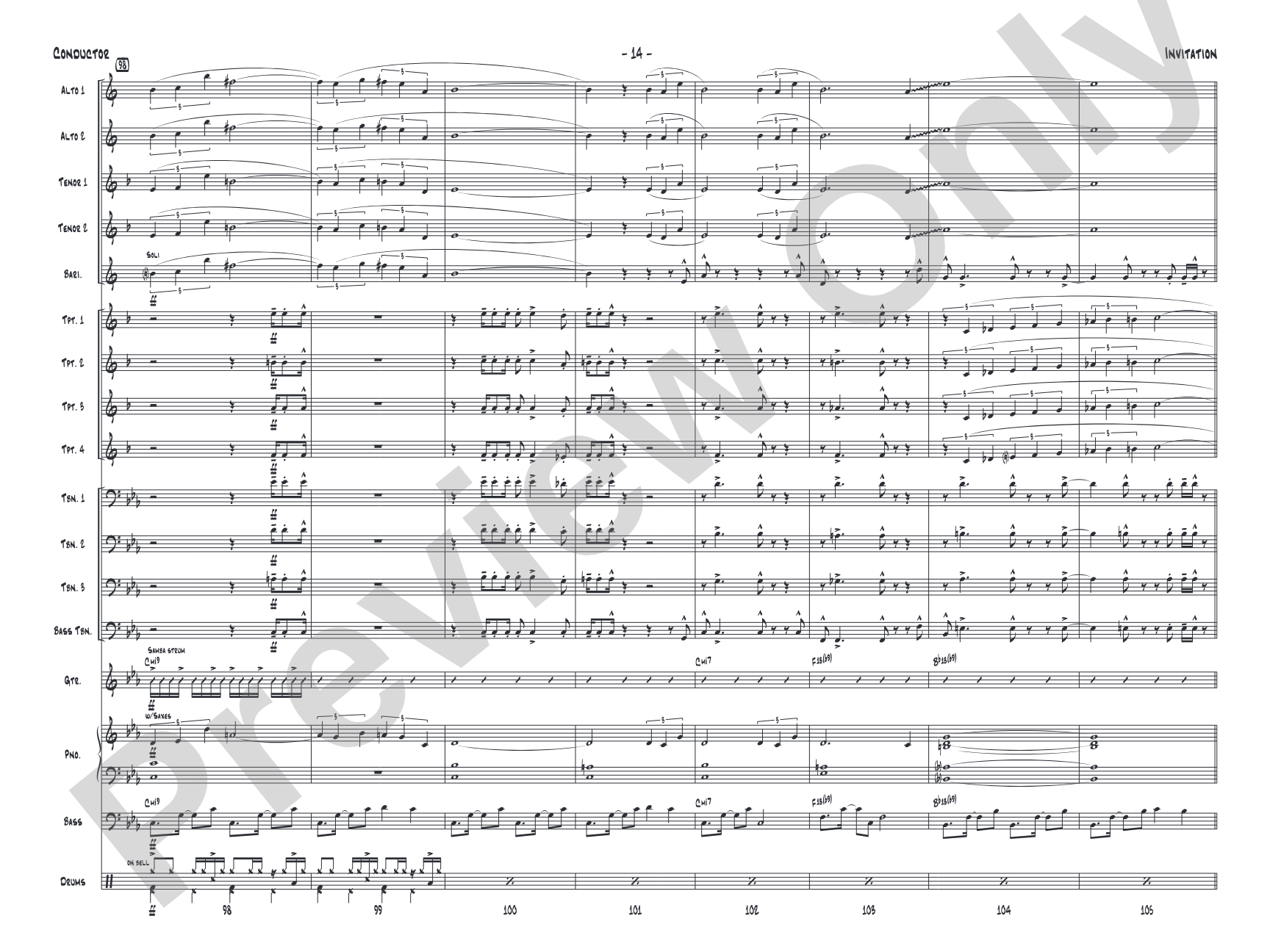 Invitation: Jazz Ensemble Conductor Score & Parts