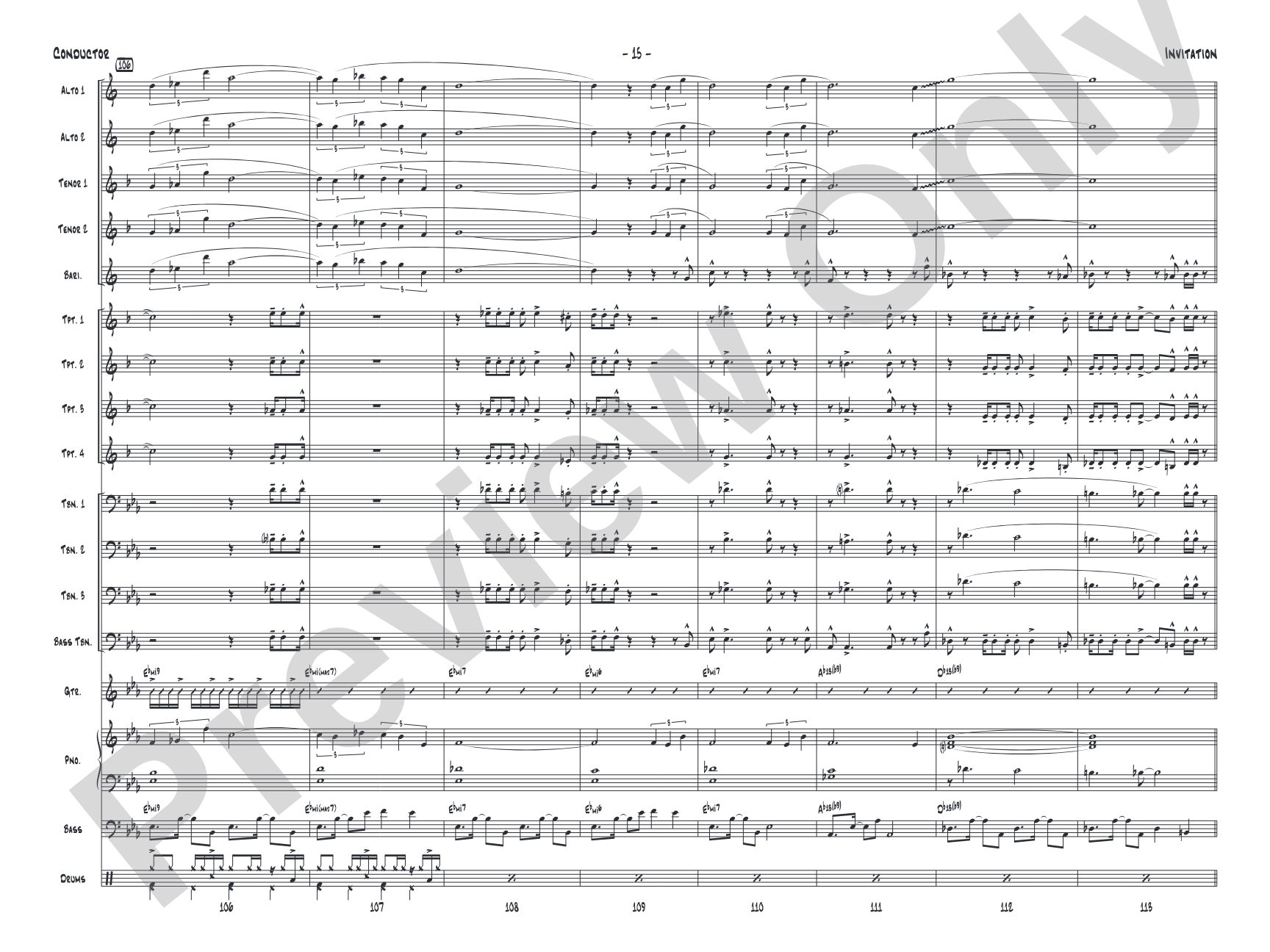 Invitation: Jazz Ensemble Conductor Score & Parts