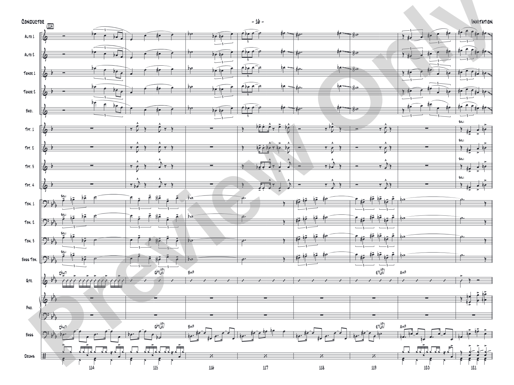 Invitation: Jazz Ensemble Conductor Score & Parts