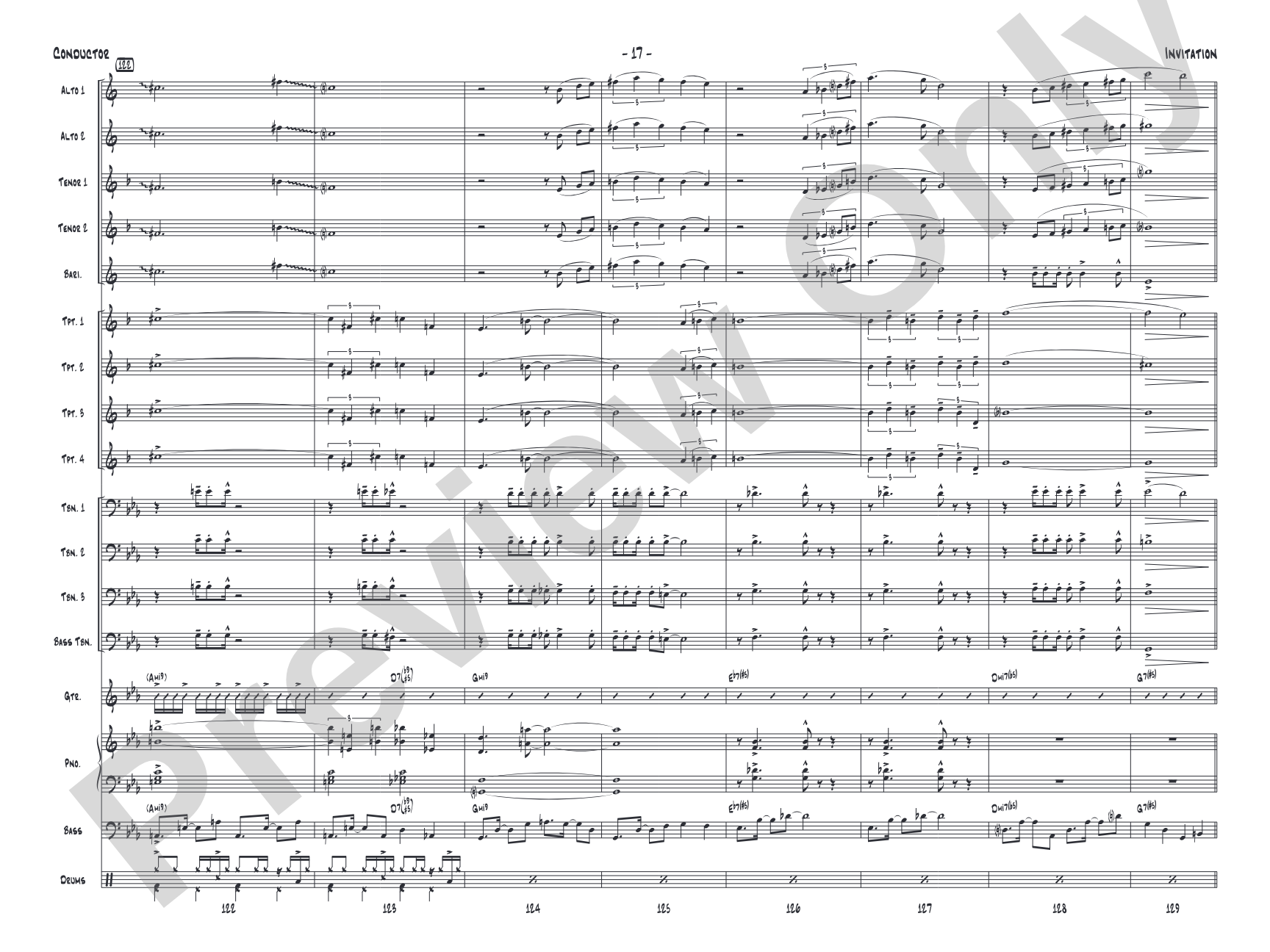 Invitation: Jazz Ensemble Conductor Score & Parts