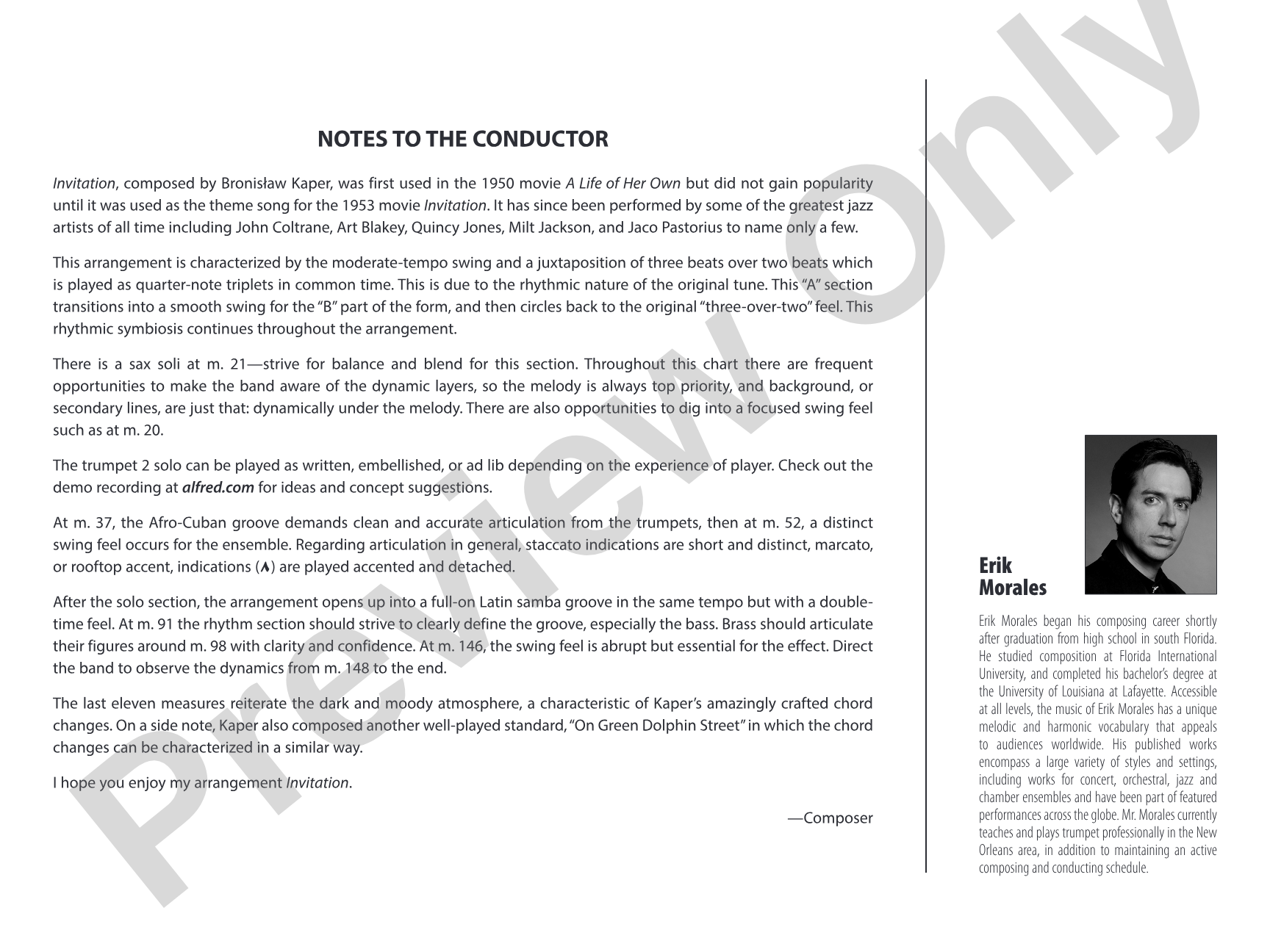 Invitation: Jazz Ensemble Conductor Score & Parts