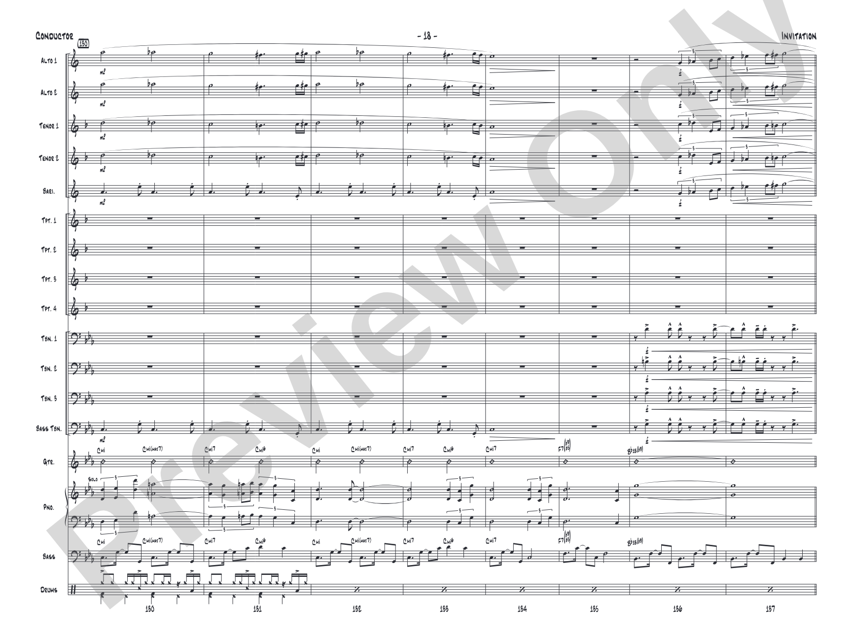 Invitation: Jazz Ensemble Conductor Score & Parts