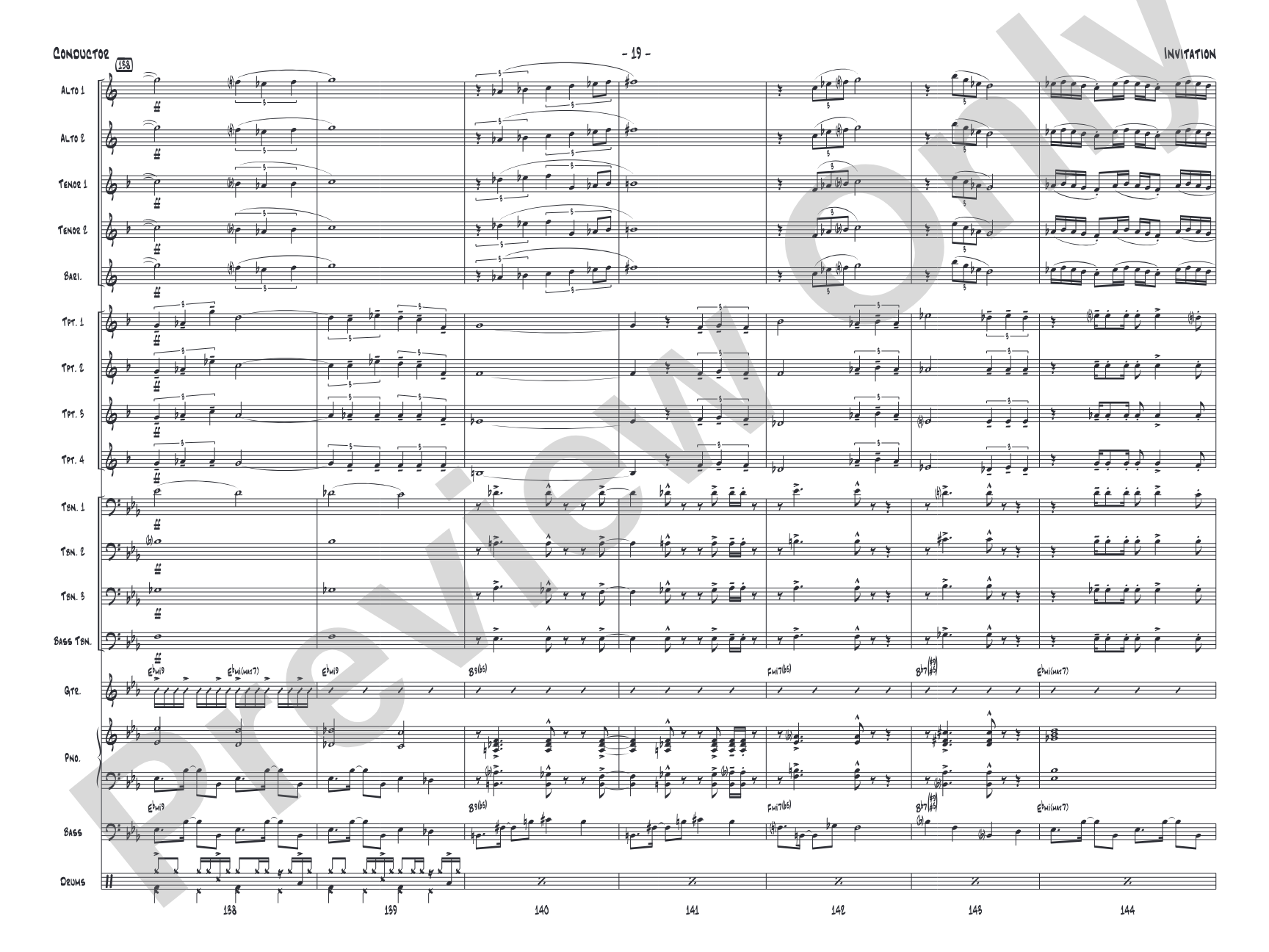 Invitation: Jazz Ensemble Conductor Score & Parts