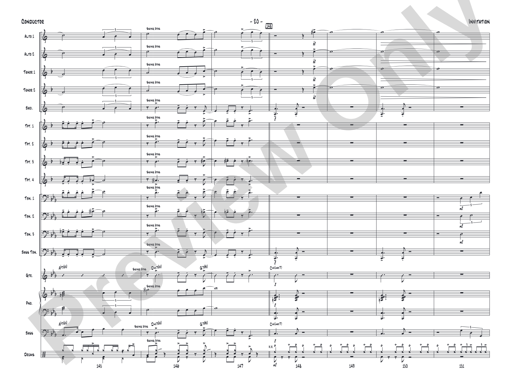 Invitation: Jazz Ensemble Conductor Score & Parts