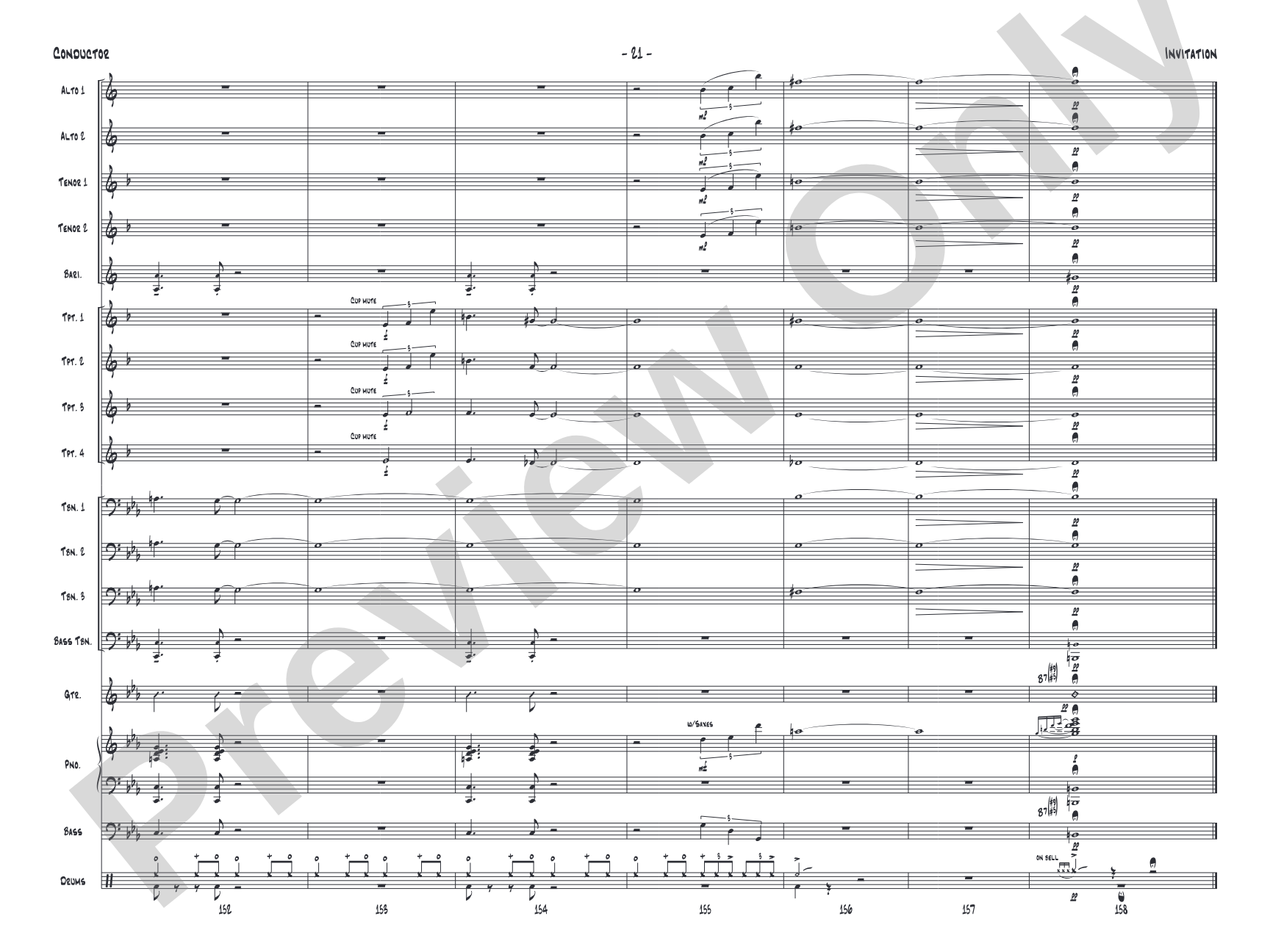 Invitation: Jazz Ensemble Conductor Score & Parts