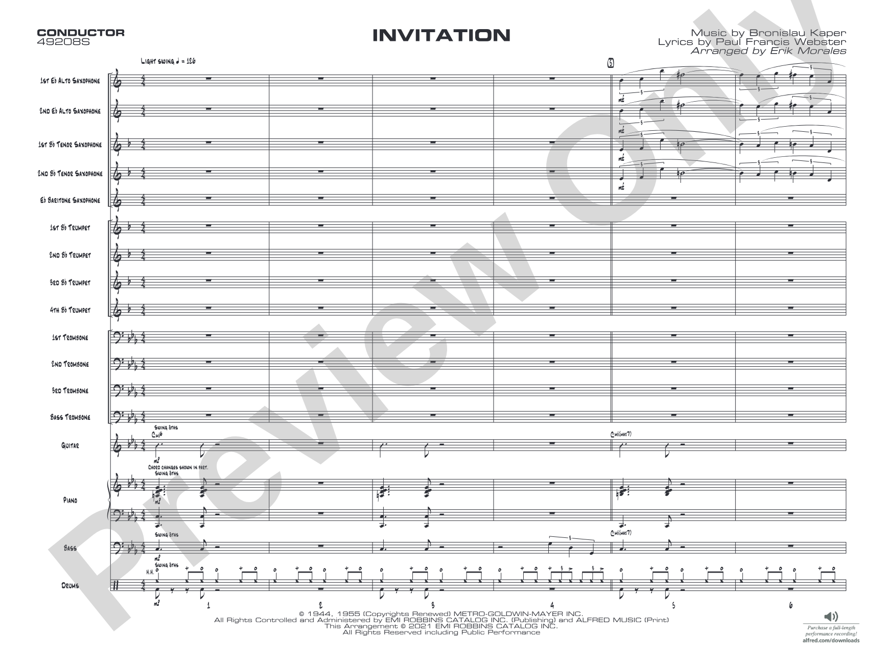 Invitation: Jazz Ensemble Conductor Score & Parts