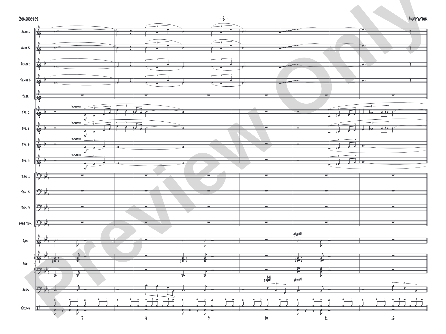 Invitation: Jazz Ensemble Conductor Score & Parts