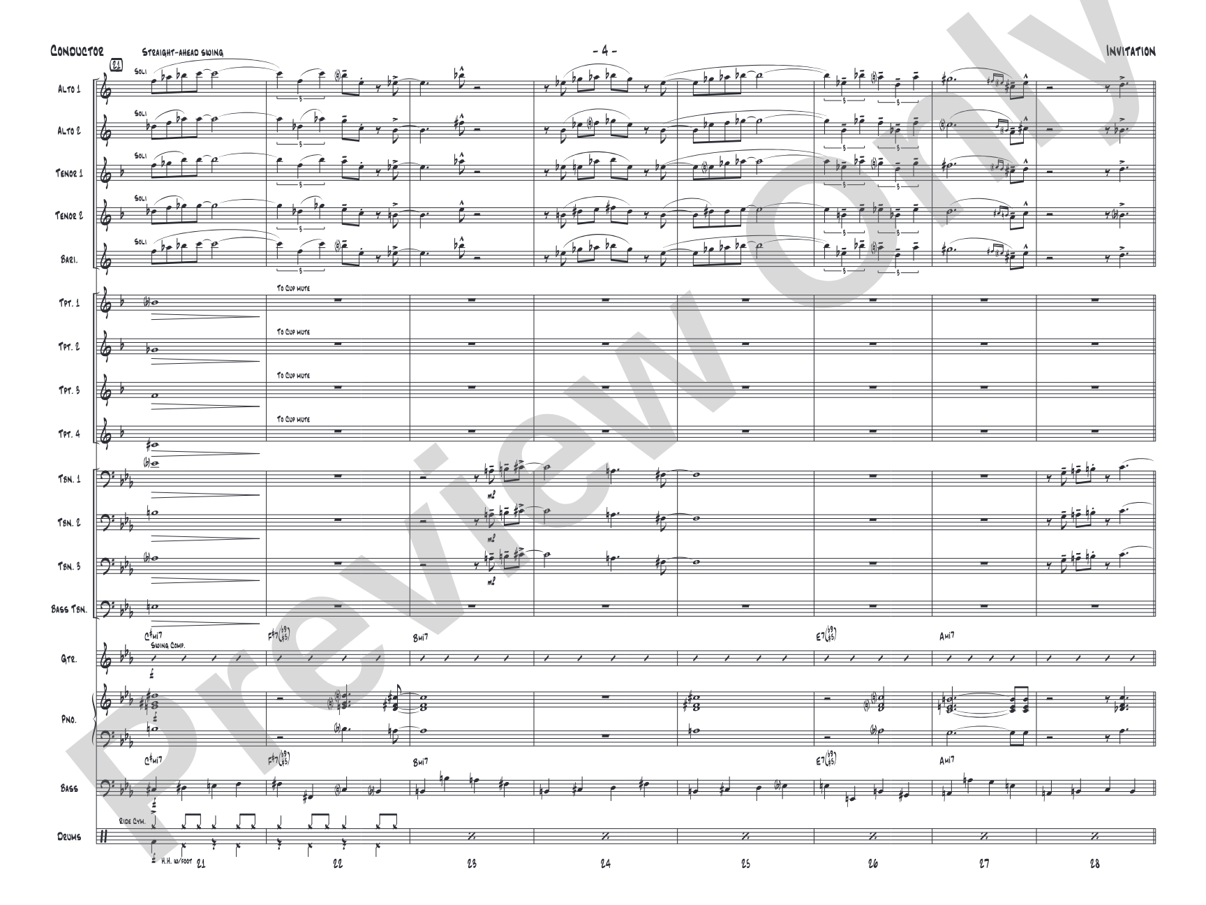 Invitation: Jazz Ensemble Conductor Score & Parts