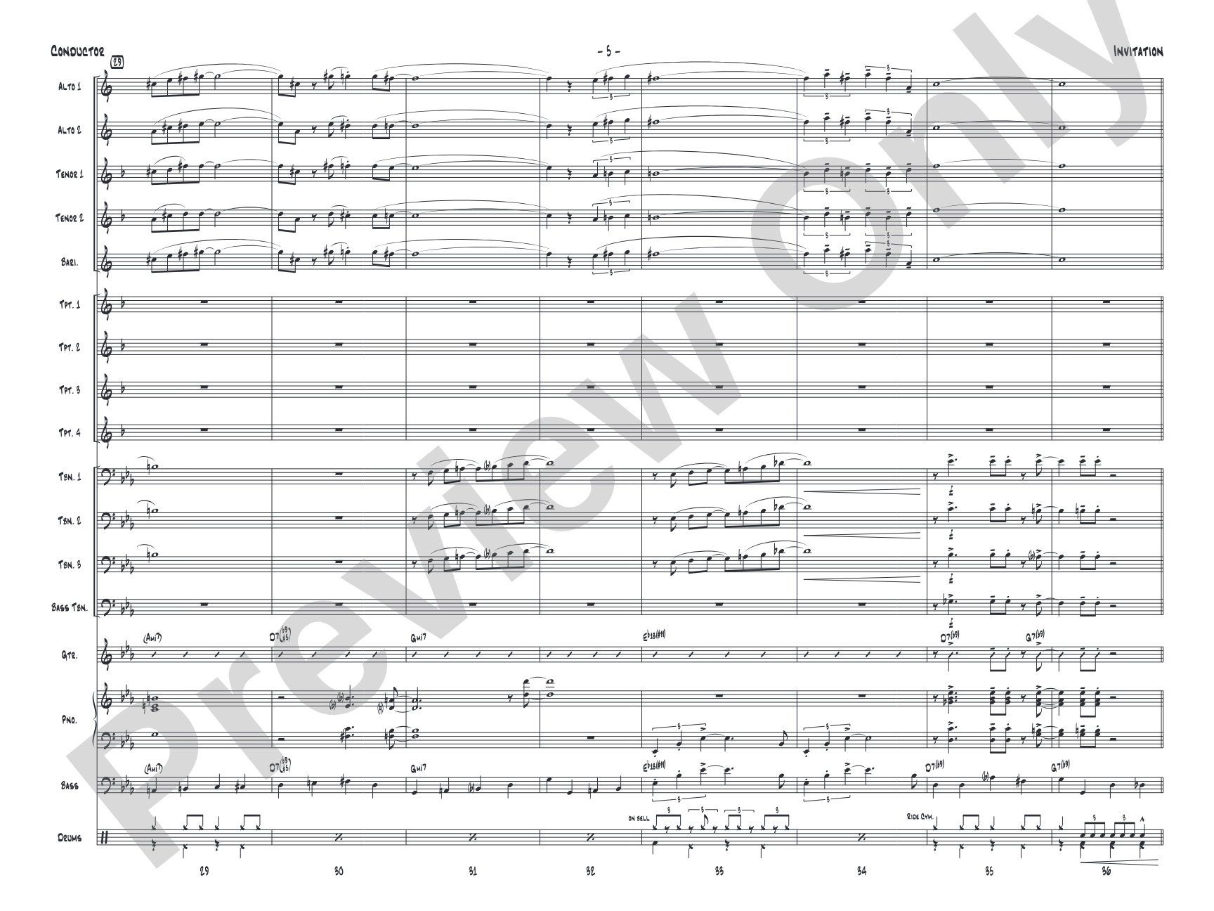 Invitation: Jazz Ensemble Conductor Score & Parts