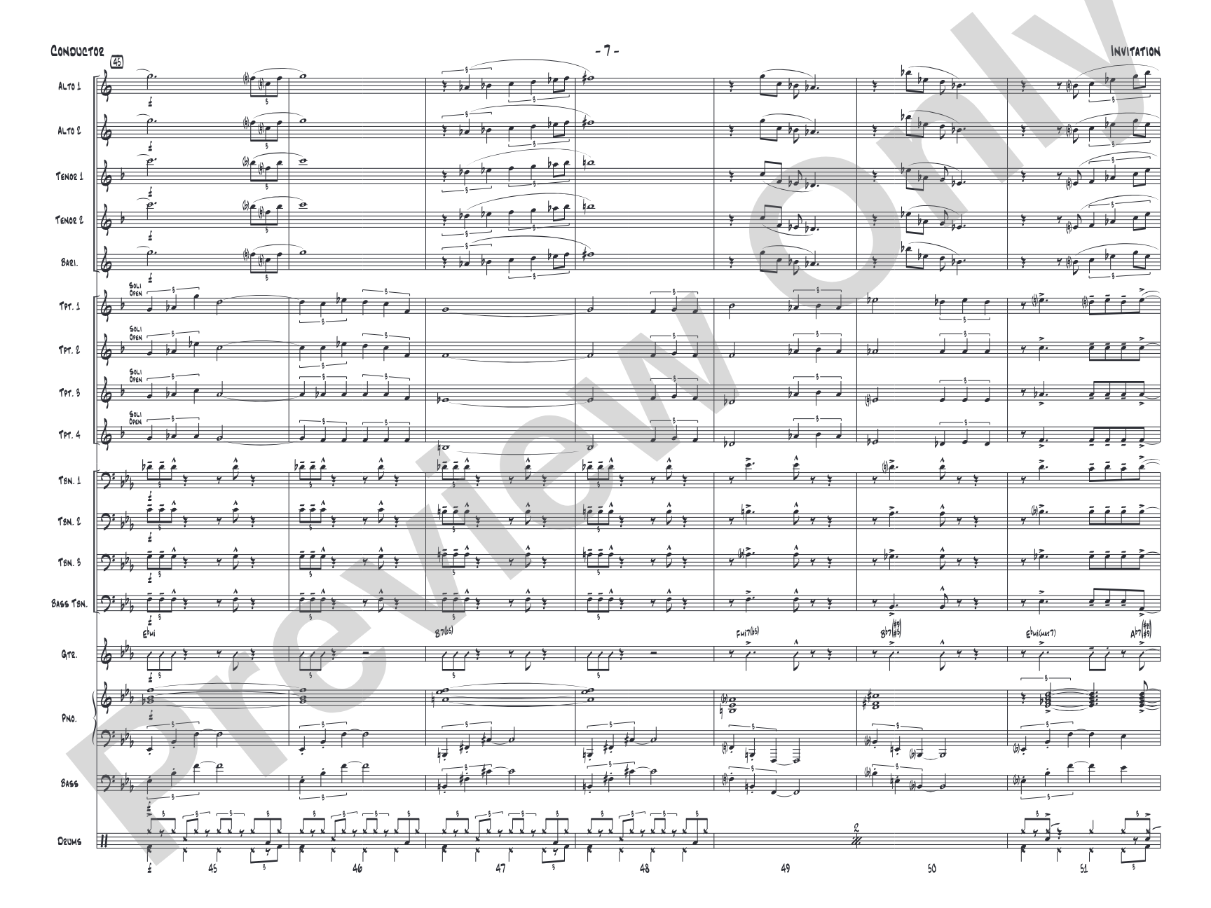 Invitation: Jazz Ensemble Conductor Score & Parts