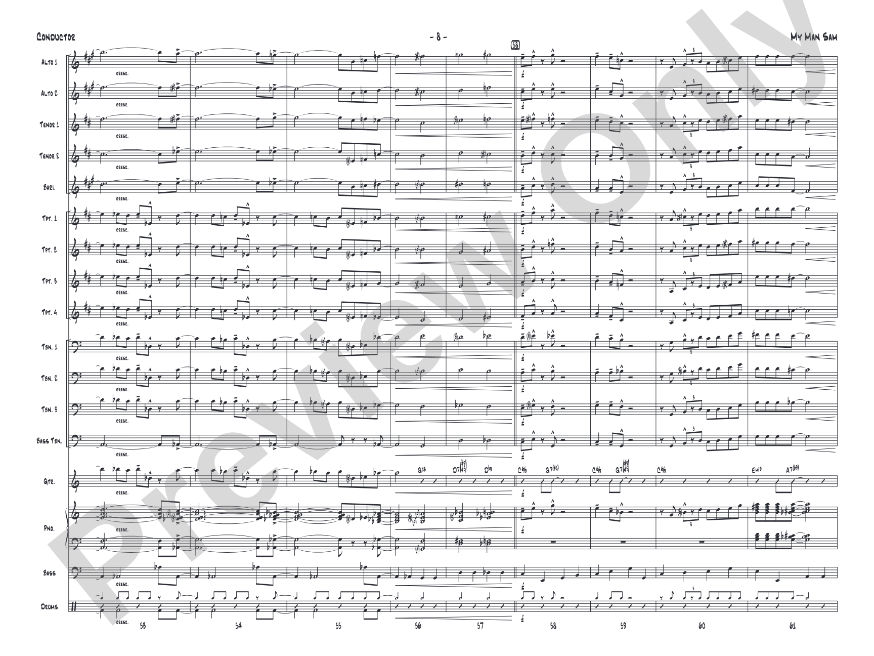 My Man Sam: Jazz Ensemble Conductor Score & Parts