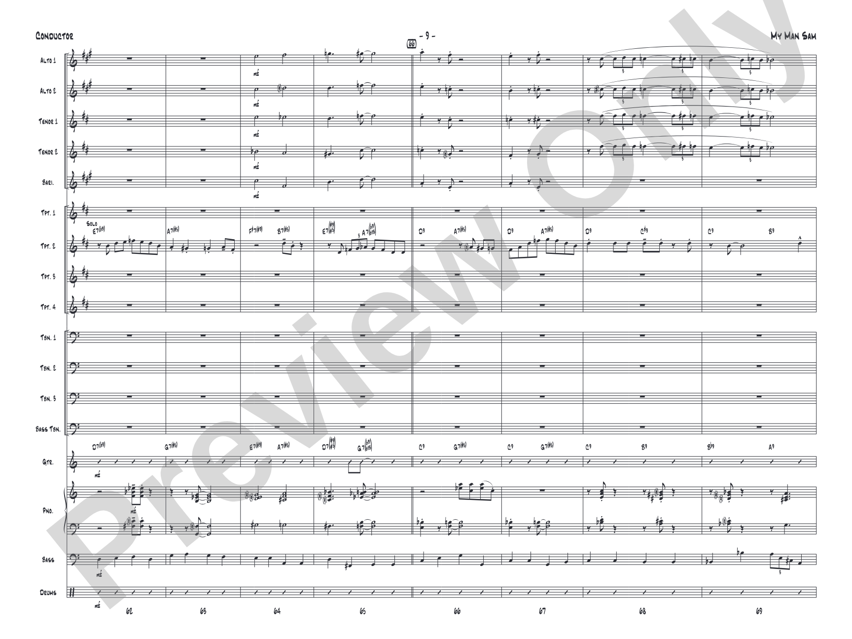 My Man Sam: Jazz Ensemble Conductor Score & Parts