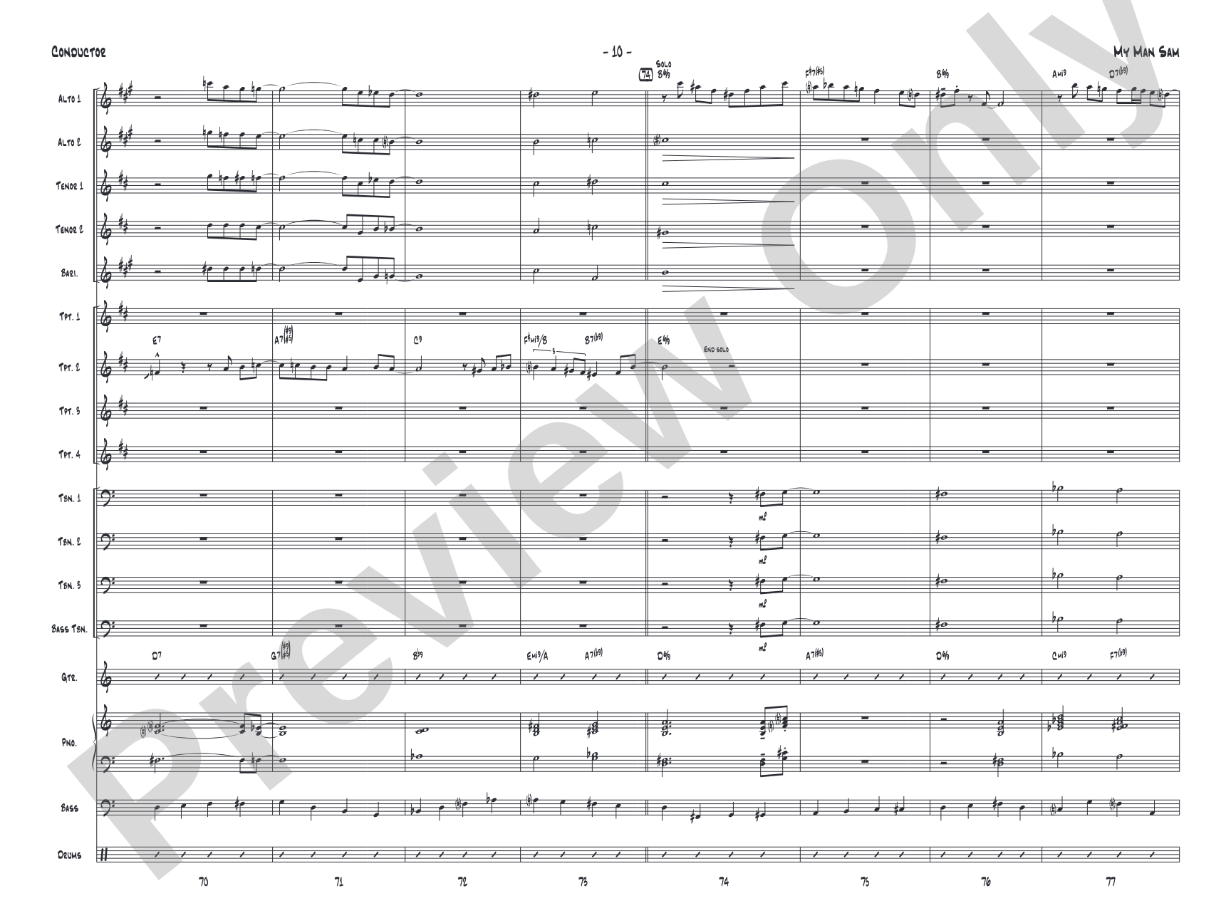 My Man Sam: Jazz Ensemble Conductor Score & Parts