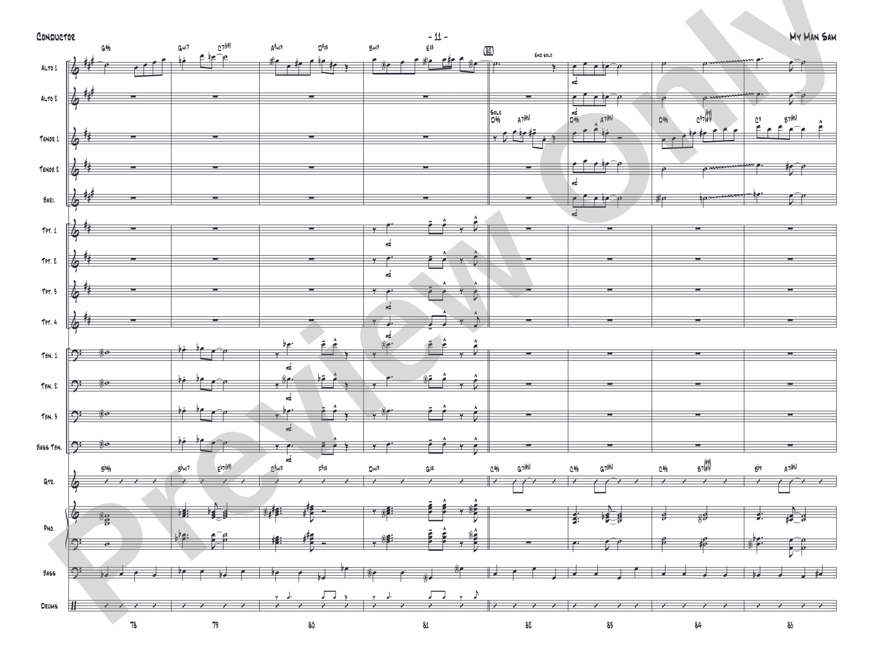 My Man Sam: Jazz Ensemble Conductor Score & Parts