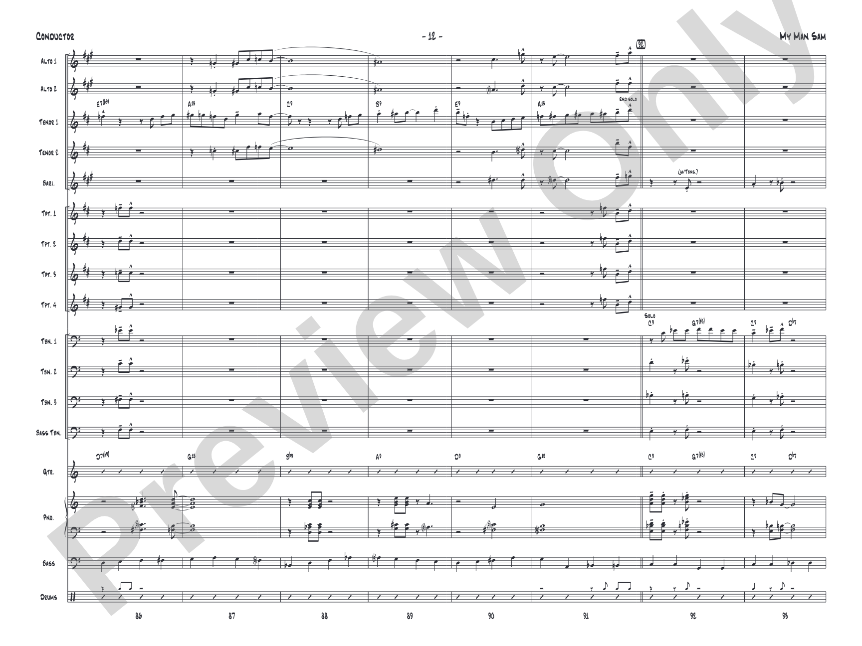 My Man Sam: Jazz Ensemble Conductor Score & Parts