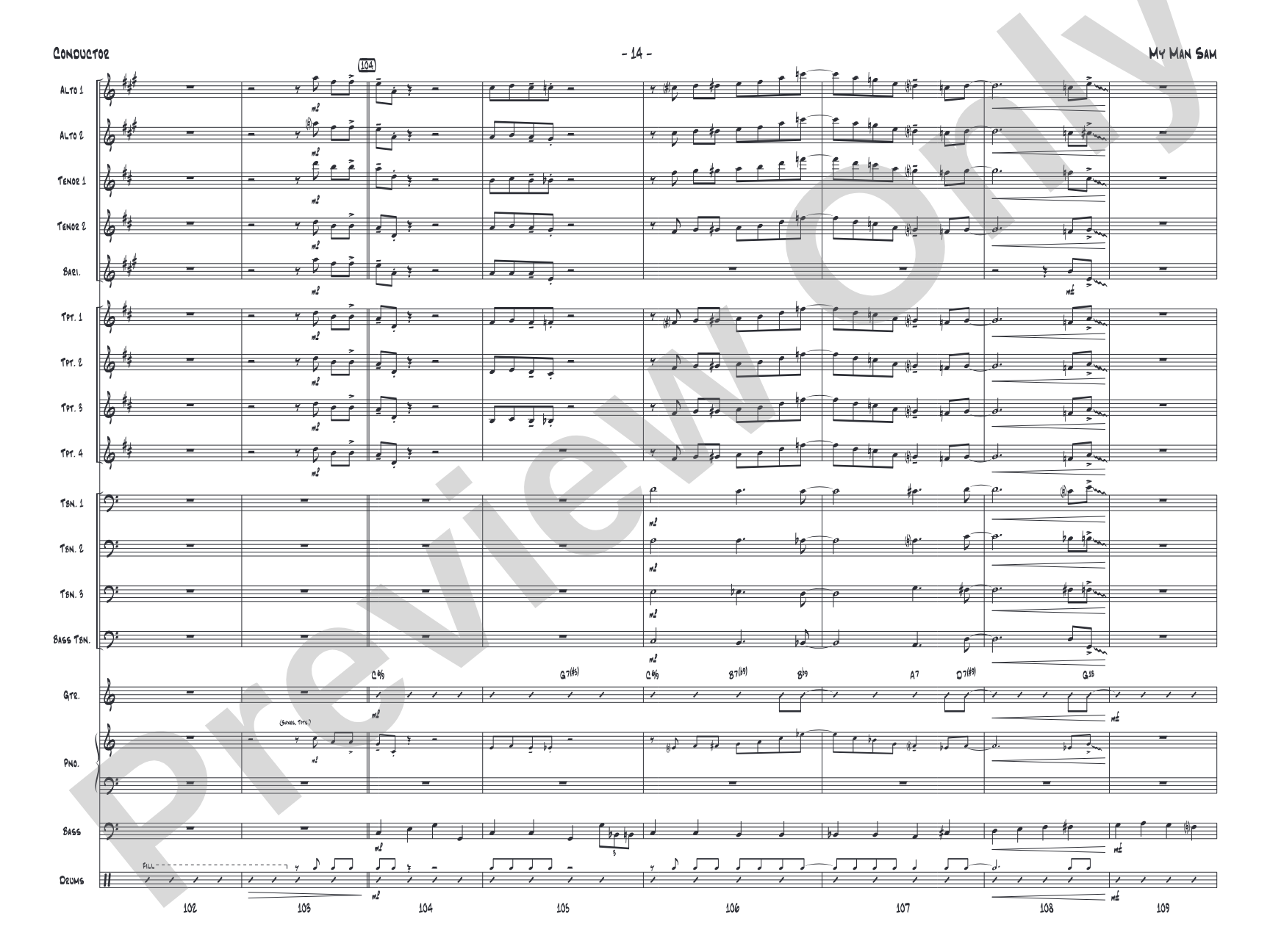 My Man Sam: Jazz Ensemble Conductor Score & Parts